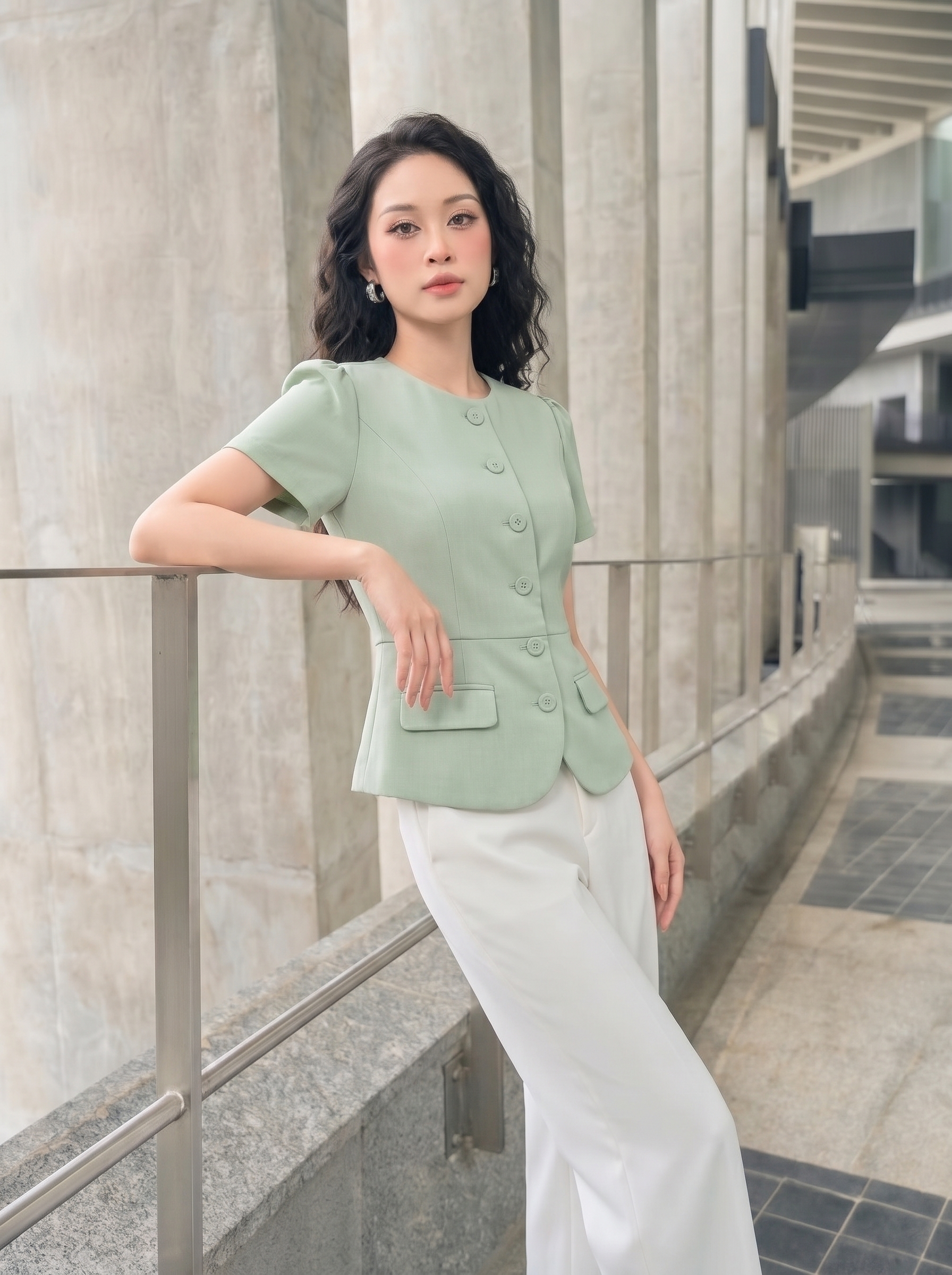 Áo sơ mi kí giả 26107 màu xanh bơ