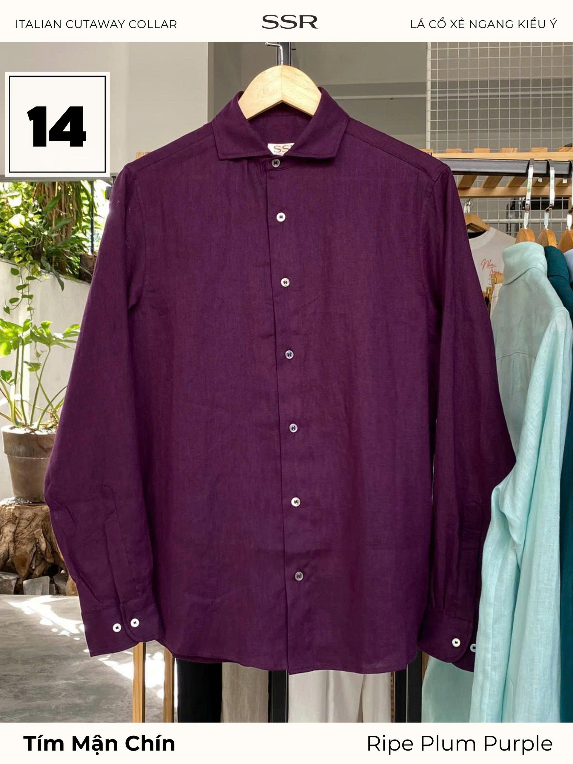 SSR - SƠ MI TAY DÀI - CỔ Ý CUTAWAY - Vạt Bầu - 100% LINEN_thumbnail_11