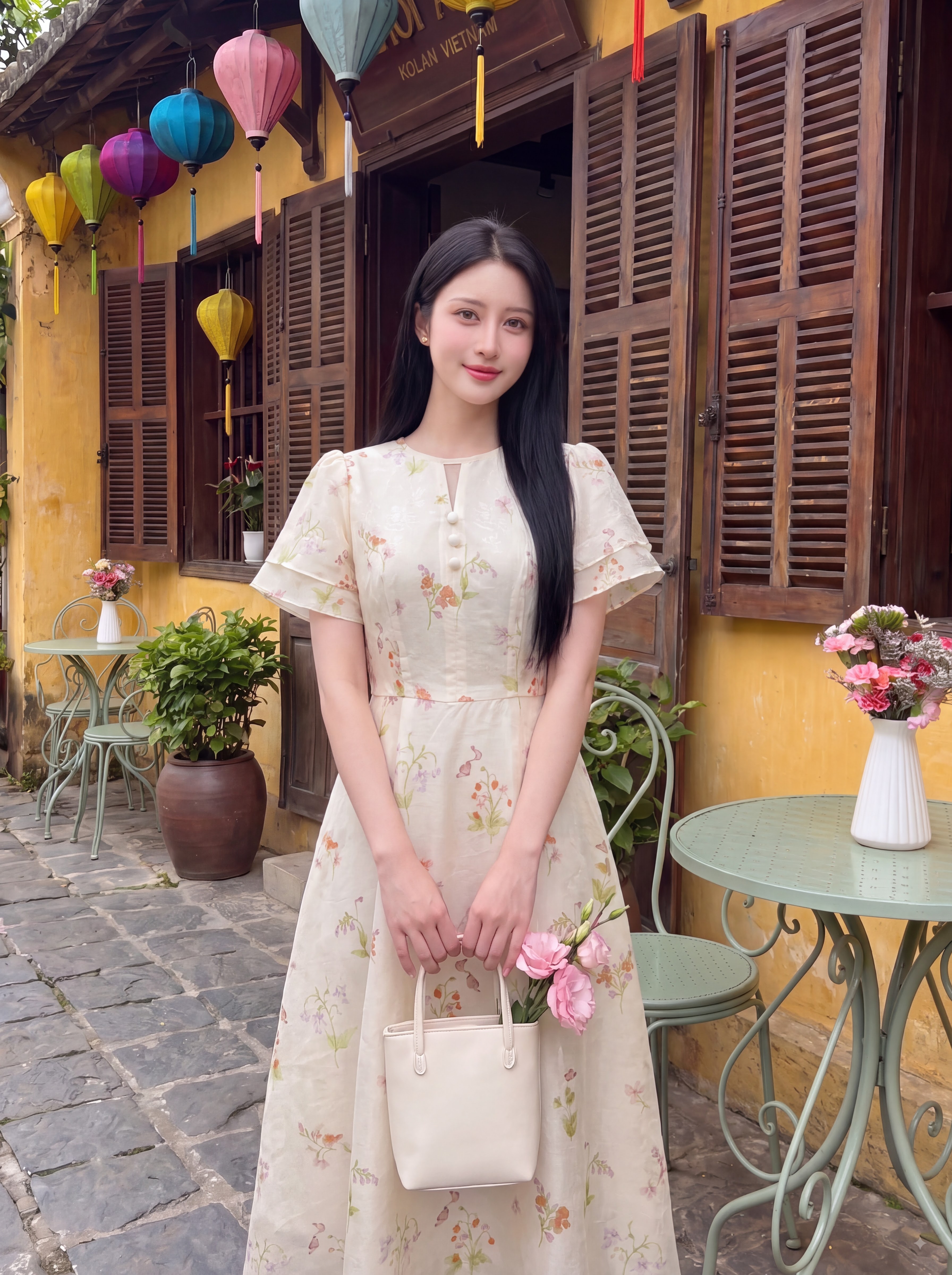 Váy cộc tay hoa cúc bọc 607012