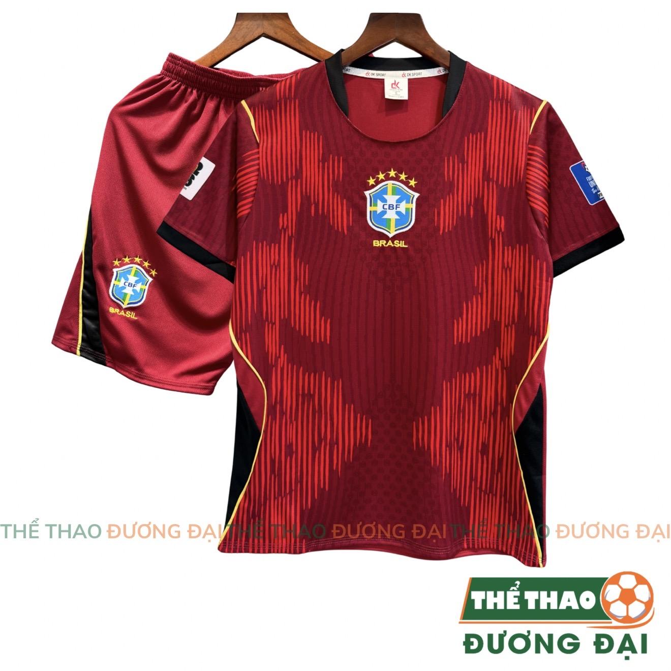 Quần Áo Bóng Đá Brasil Đỏ Đô 26/27 Thun Mè Thoáng Khí Thể Thao Đương Đại