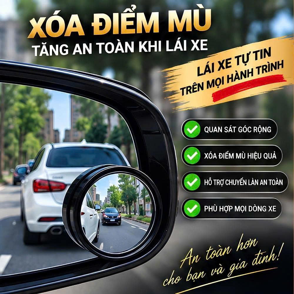 Bộ 2 Gương Cầu Lồi Gắn Gương Ô Tô 3R-011 Chính Hãng