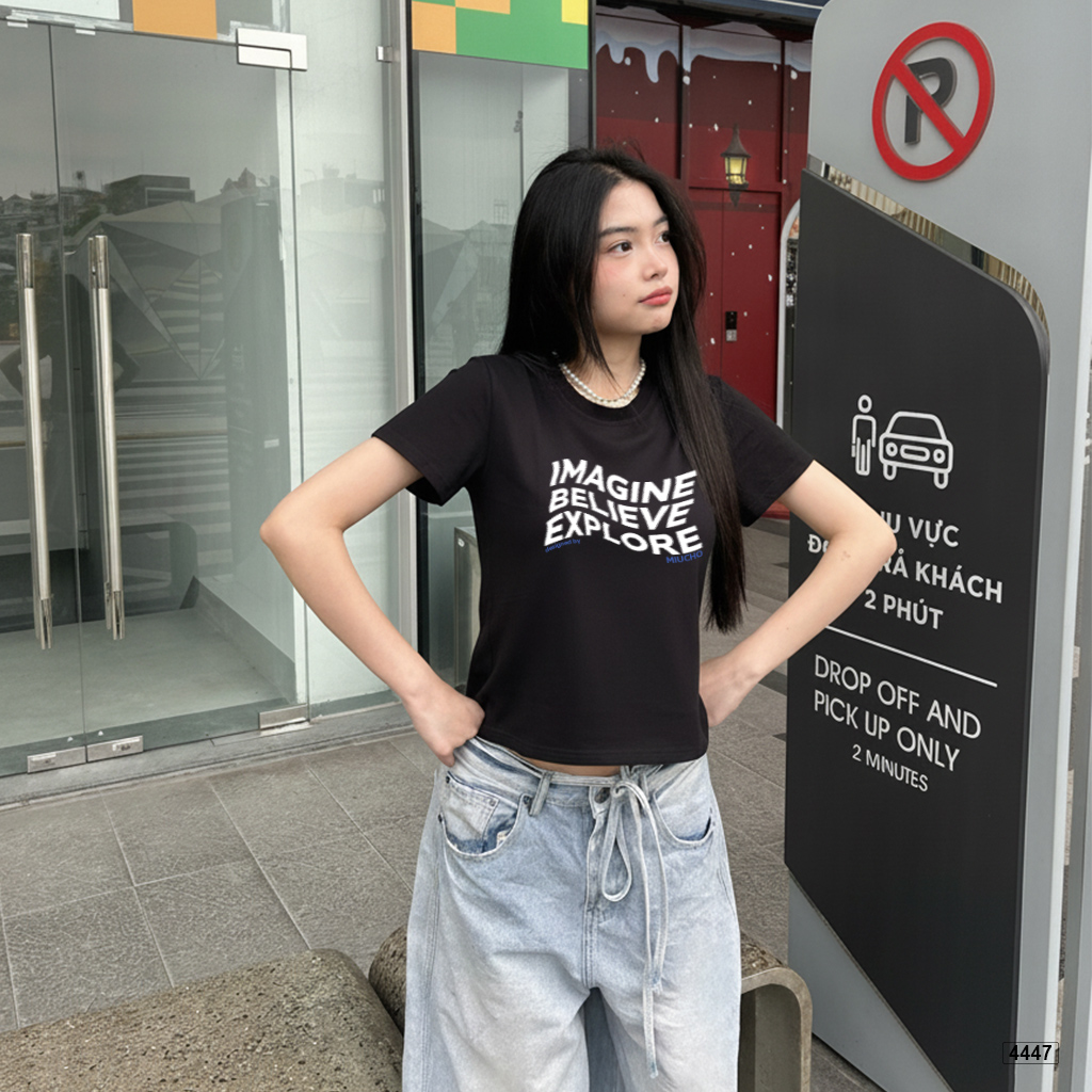 Áo baby tee Hàn Quốc form ôm imagine believe Miucho 4447_thumbnail_3