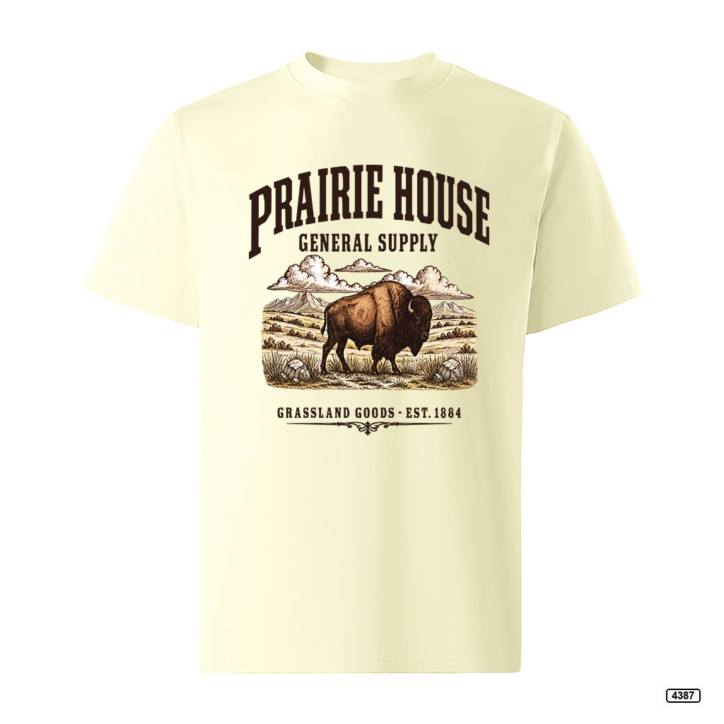 Áo thun nam Prairie House Buffalo form rộng vintage TeePrint 4387_thumbnail_12
