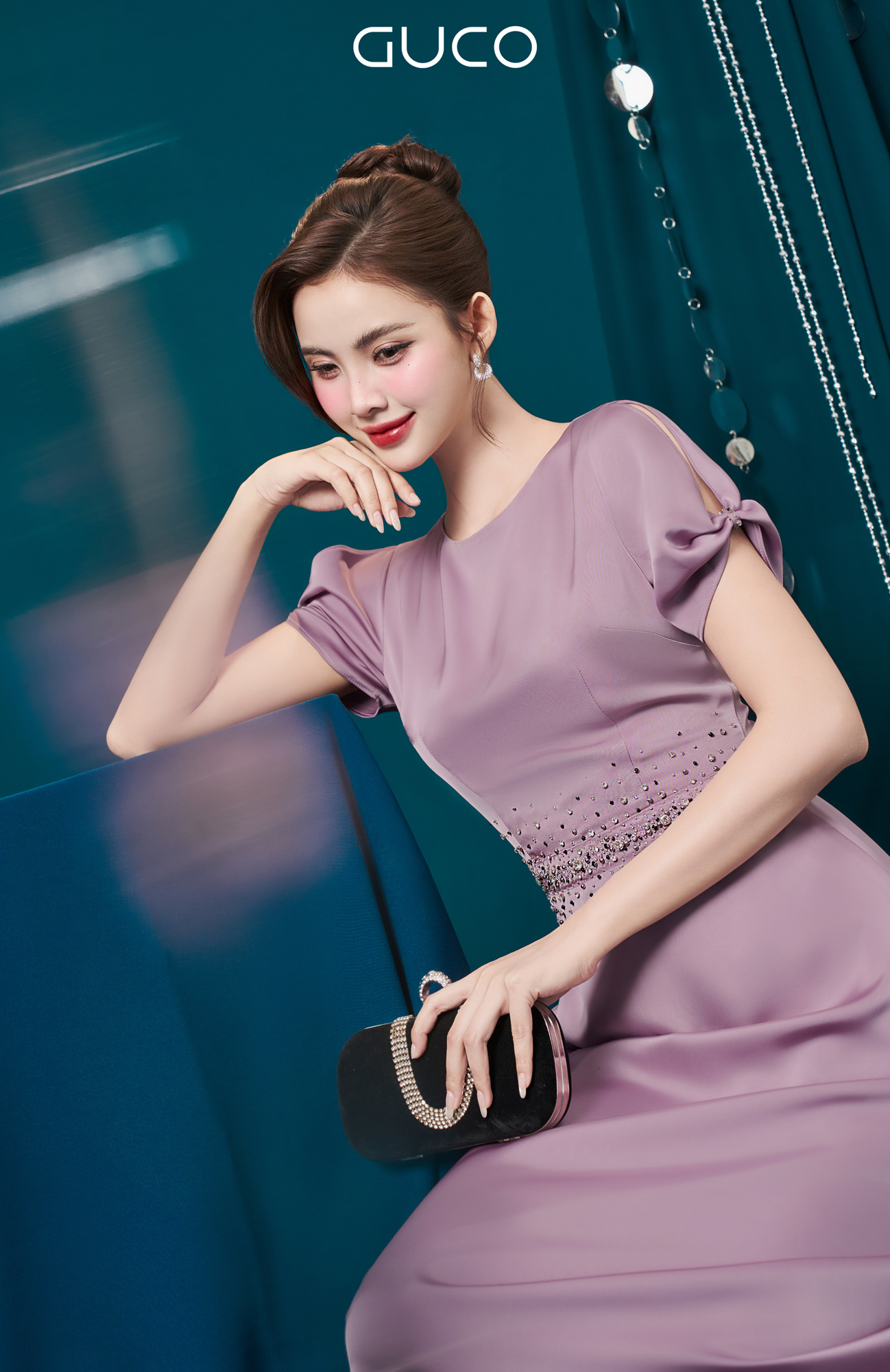 GUCO Đầm Dạ Hội Hồng Đính Đá Sang Trọng_thumbnail_4
