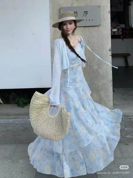 Lucas - Set váy hoa 2 dây gấu xòe 3 tầng + áo cardigan buộc nơ_thumbnail_5