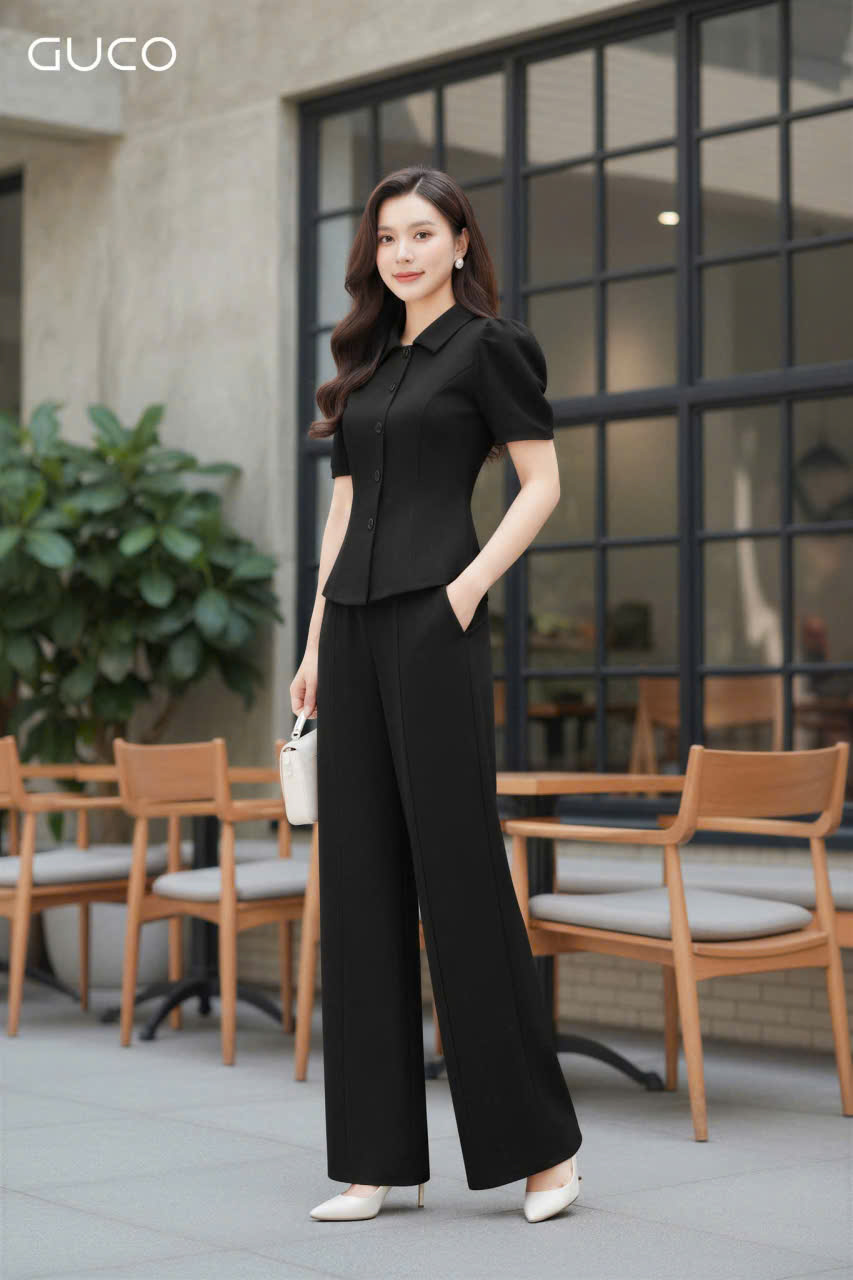QUẦN TÂY ỐNG RỘNG LY NỔI - ĐEN