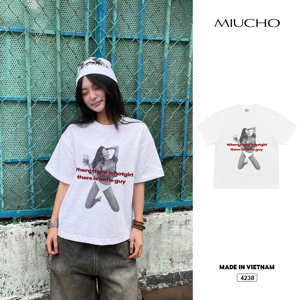 Áo thun boxy nữ chất vải thoáng mát street style Miucho 4238