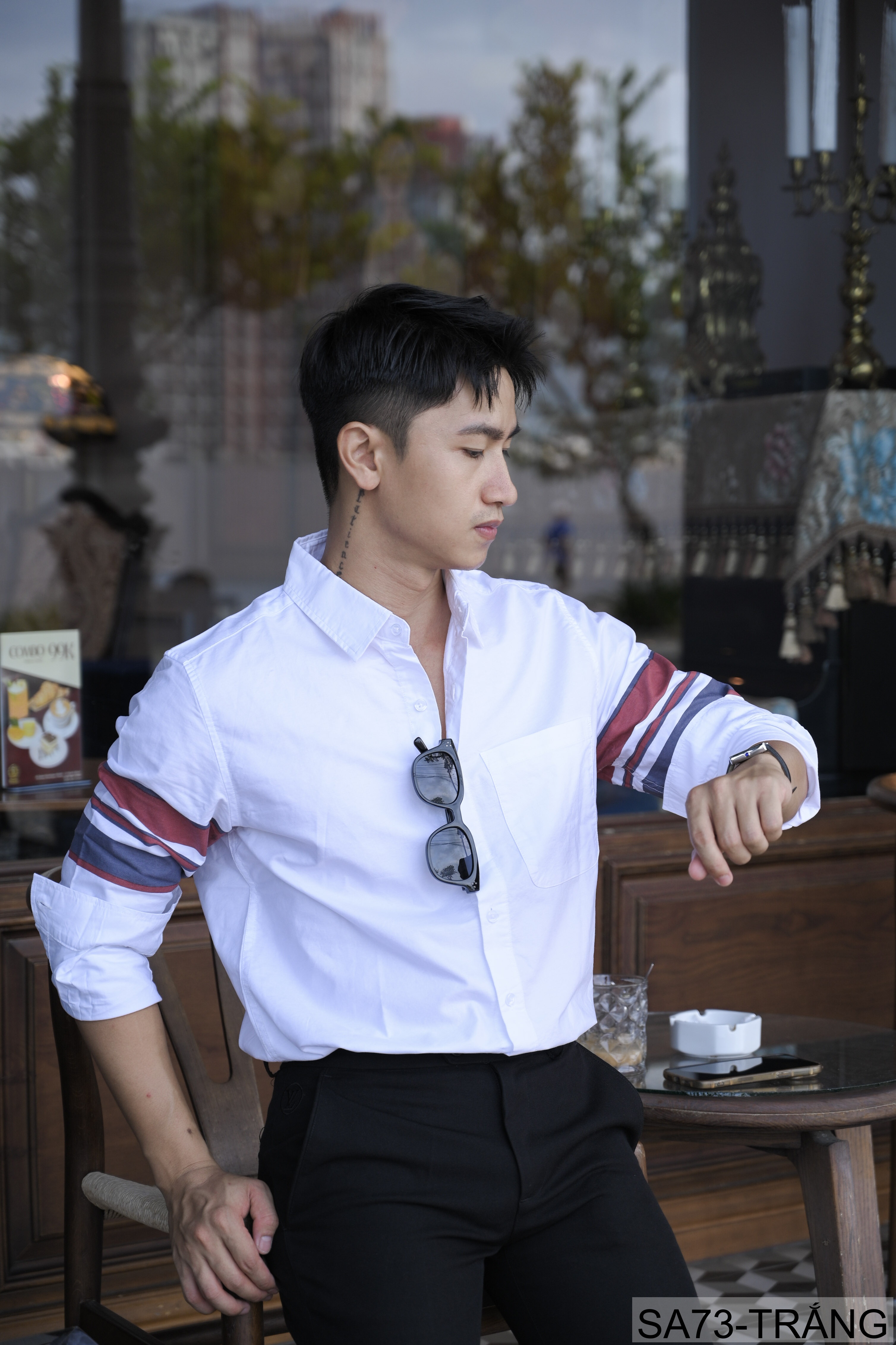 SA73 - Áo sơ mi nam dài tay in sọc tay phong cách Nhật Bản, chất cotton mềm mại, form rộng thoải mái