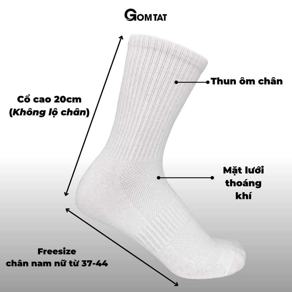 Combo tất cổ trung nam nữ GOMTAT chất liệu cotton cao cấp, thiết kế mặt lưới thoáng khí - STA-KLB_thumbnail_9