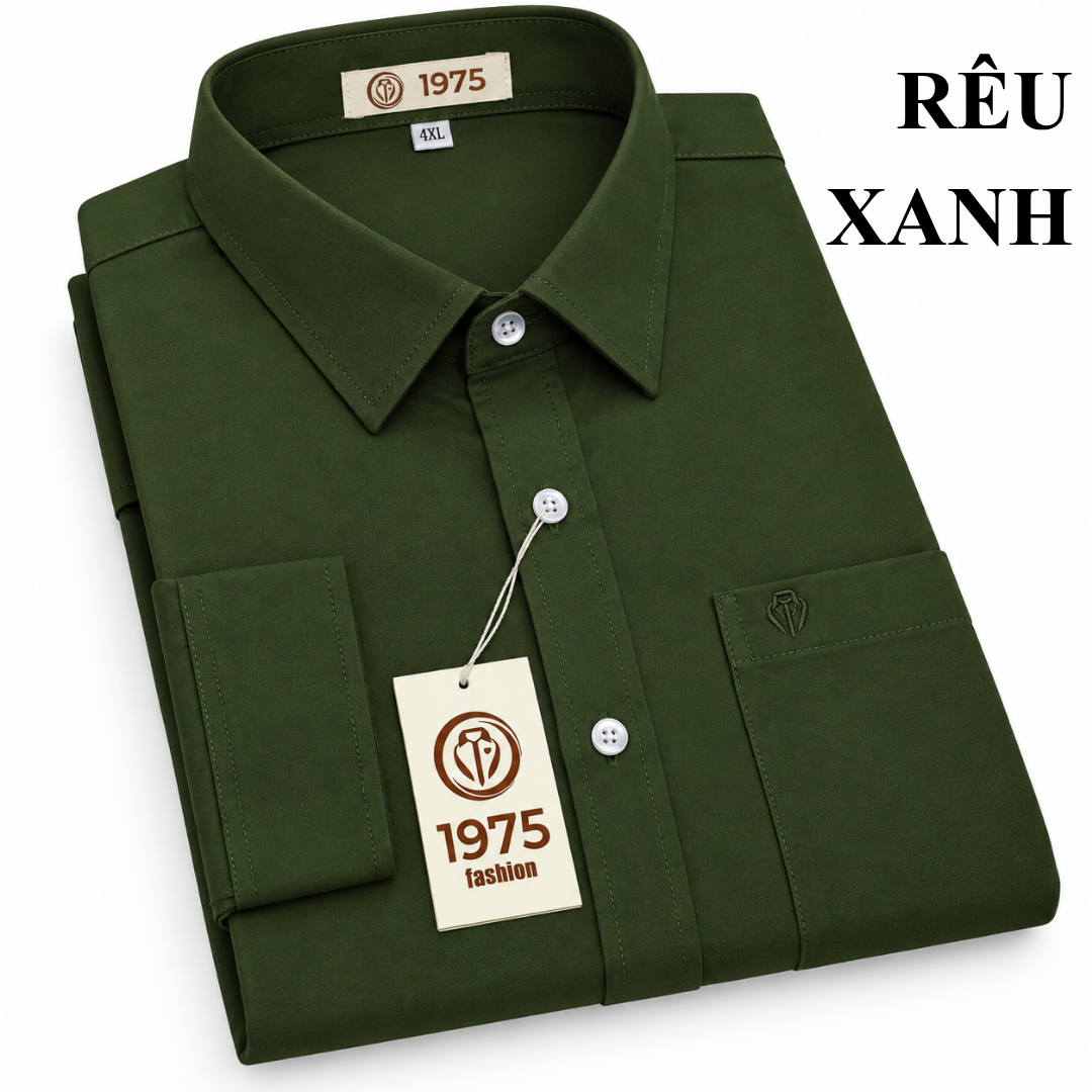 ÁO SƠ MI RÊU XANH DÀI TRƠN
