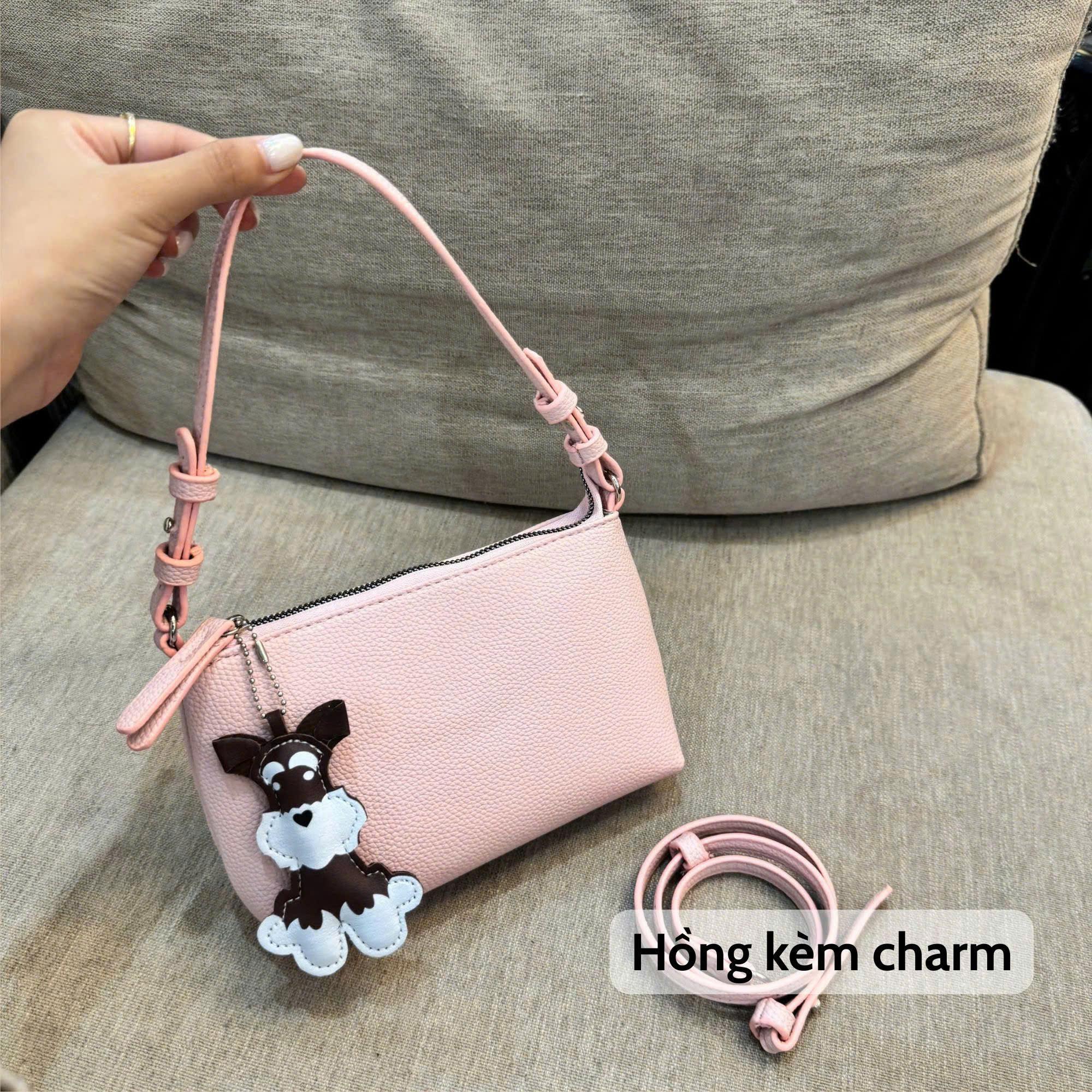 (Tặng Kèm Móc) Túi Kẹp Nách Nữ Da PU Vân Gạo Túi Xách Dáng Bánh Mì CUN413