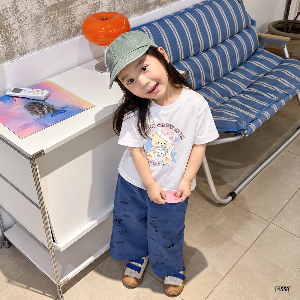 Áo thun bé gái form rộng gấu pastel Kado 4558_thumbnail_4