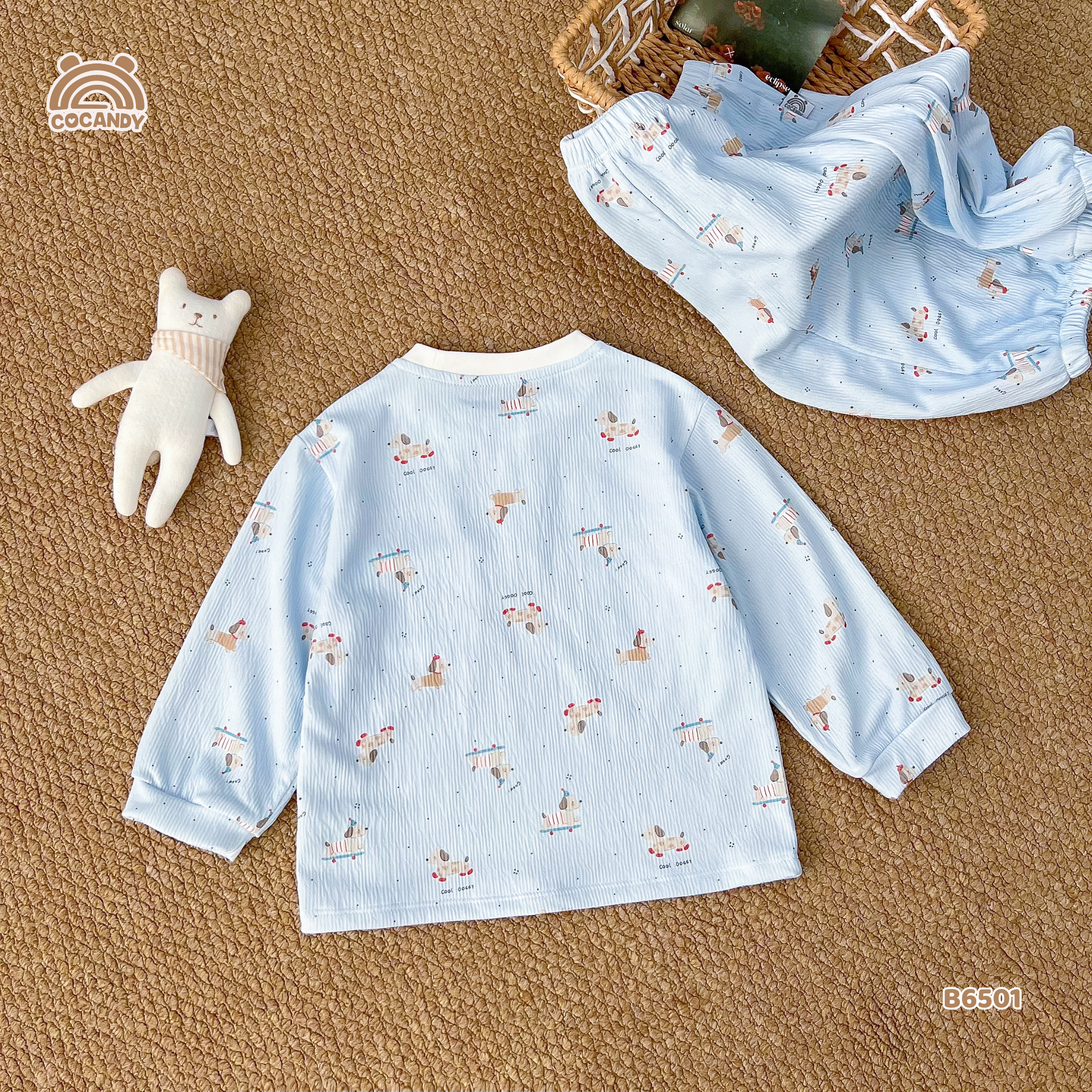 Bộ dài XANH họa tiết cún nâu_thumbnail_3
