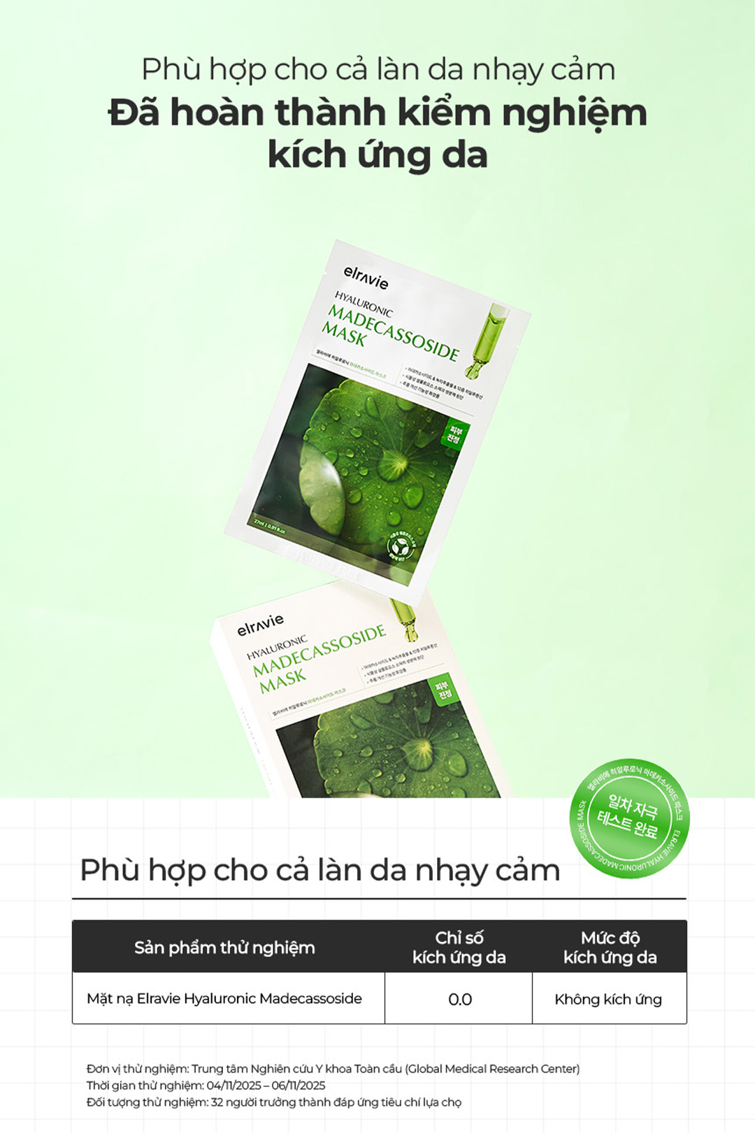 Mặt nạ cấp ẩm, làm dịu, giảm đỏ, hạ nhiệt độ da Elravie Hyaluronic Madecassoside_thumbnail_8