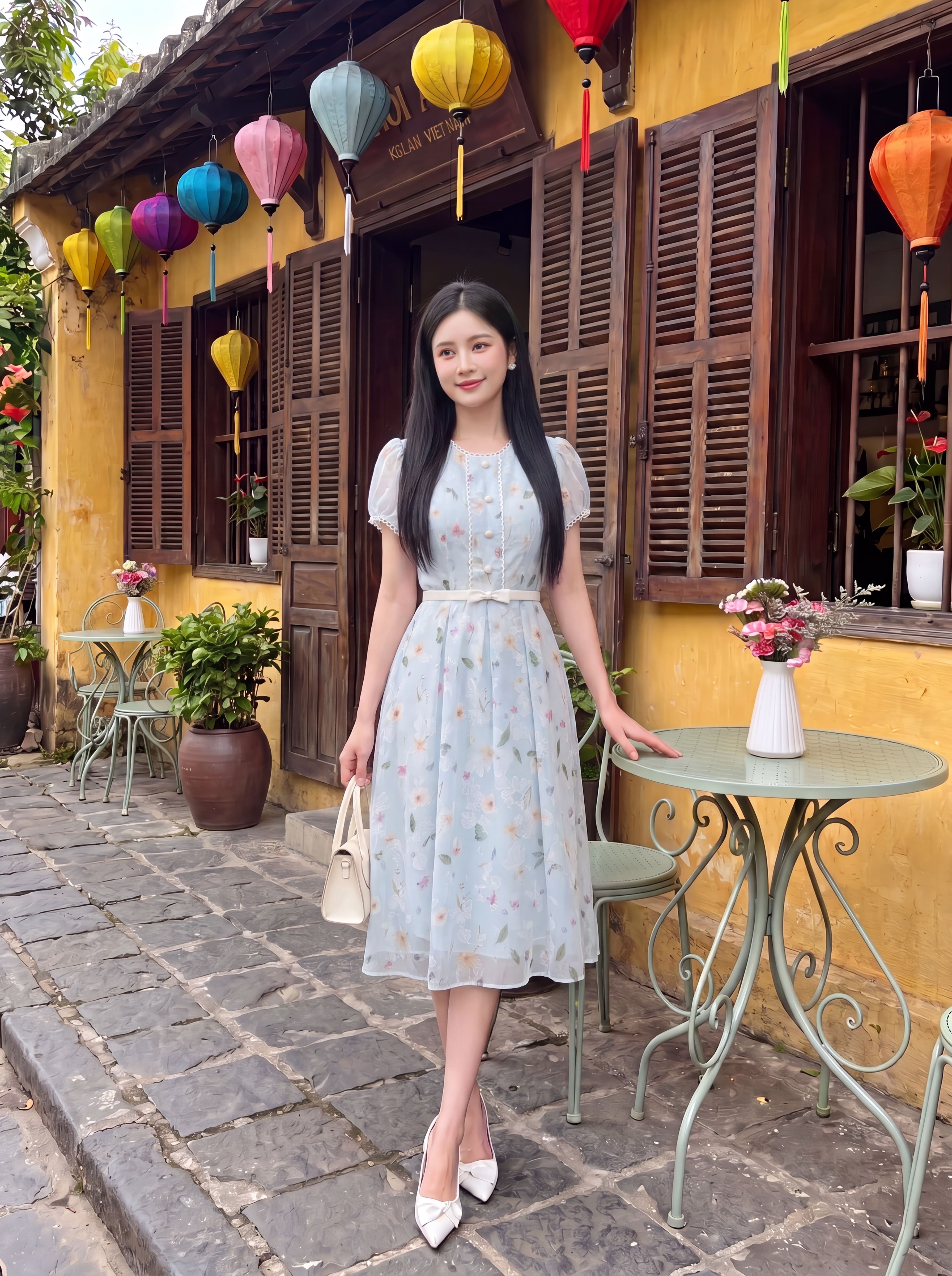 Váy hoa cộc tay nơ eo 606003_thumbnail_2
