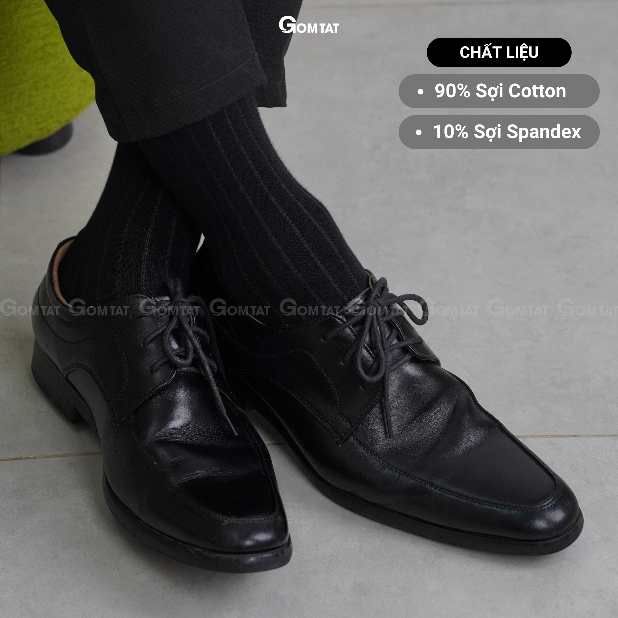 Hộp 5 đôi tất nam đi giày tây cao cổ GOMTAT gân chìm, vớ công sở nam thoáng khí LUX-TAYCHIM-DEN-CB5_thumbnail_8