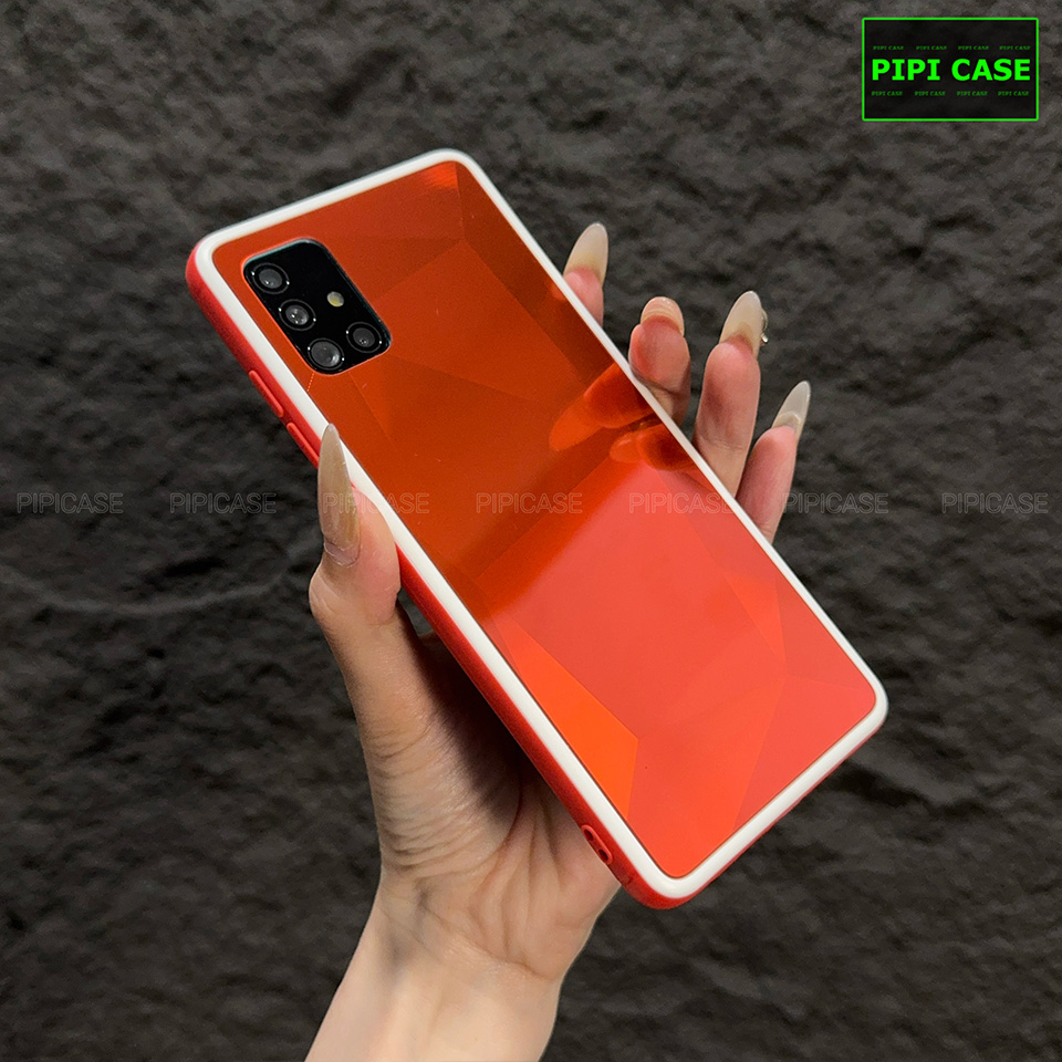 Ốp Lưng Samsung A71 - Kim Cương 6D - Đỏ viền trắng_thumbnail_2