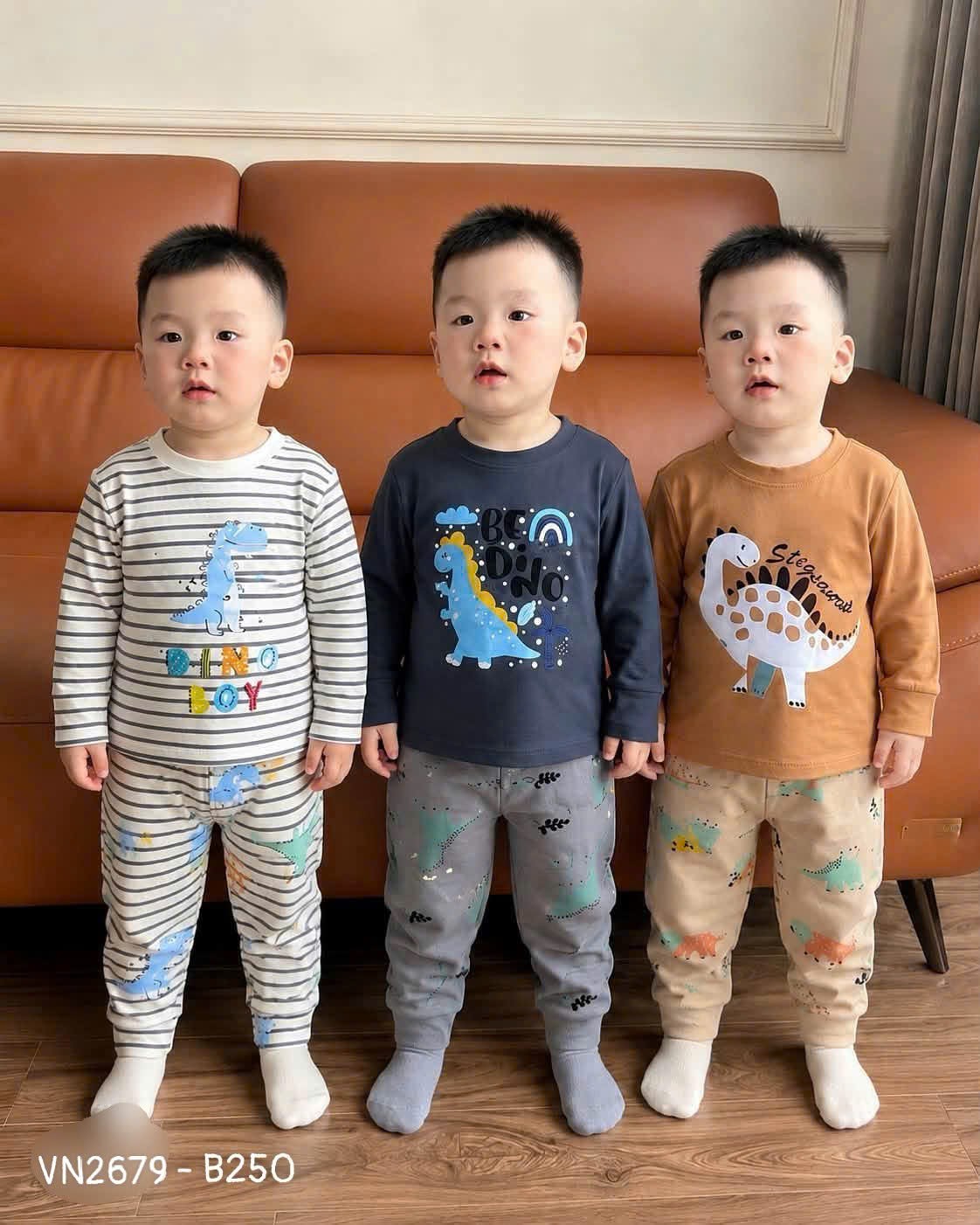Set 3 bộ dài cotton KL kẻ