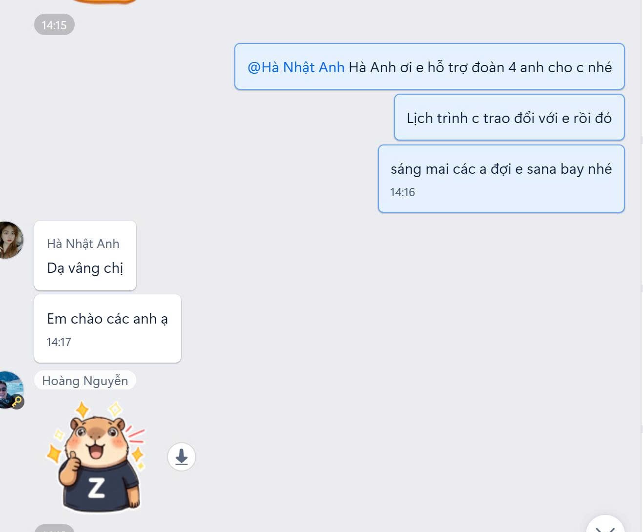 Nhóm Zalo ba bên giữa khách, phiên dịch và Go Link