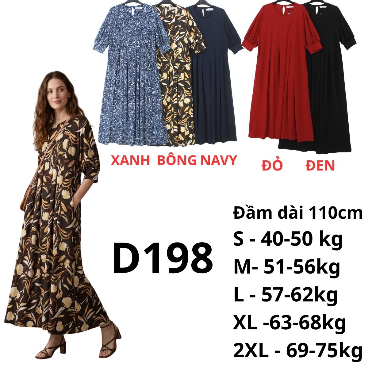 D198- Đầm thun nhật
