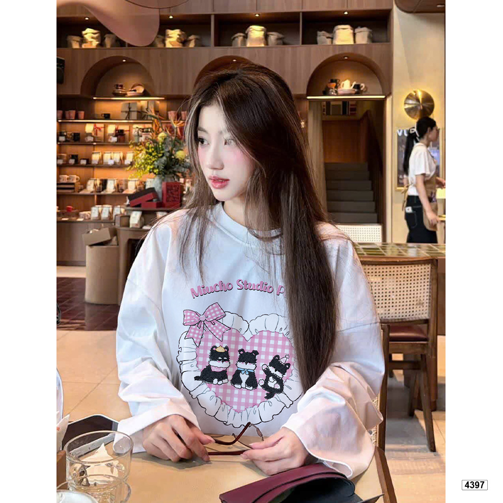 Áo thun tay dài nữ puppy love form boxy Miucho 4397_thumbnail_6