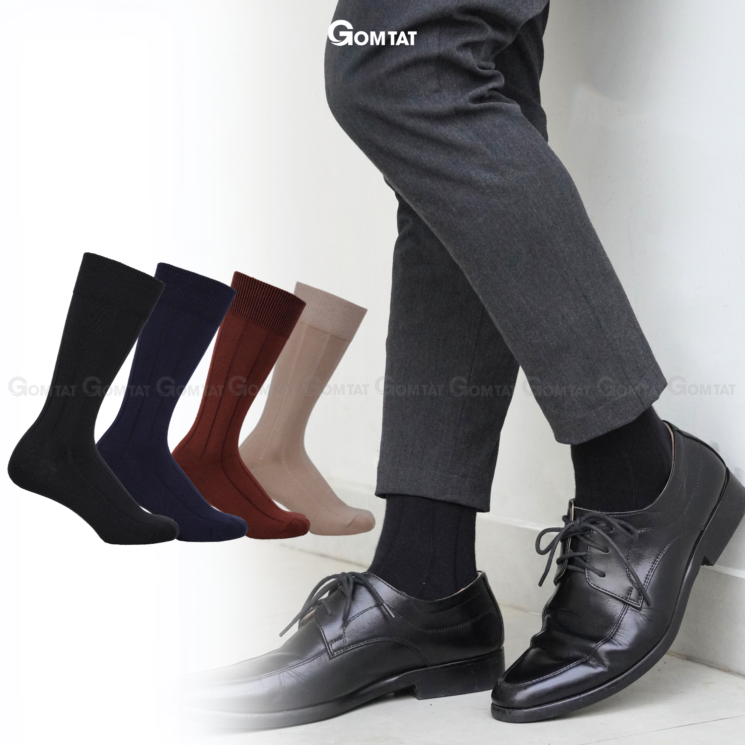 Hộp 4 đôi tất nam cao cổ GOMTAT mẫu gân chìm, chất liệu cotton thoáng mát, êm chân - STA-MIX09_thumbnail_5