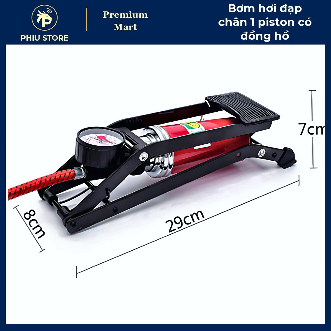 Combo Chăm Xe Tại Nhà 3 Món - Bơm Đạp Chân Có Đồng Hồ, Vòi Tăng Áp Rửa Xe 15m, Bộ Dụng Cụ 46 Chi Tiết_thumbnail_1