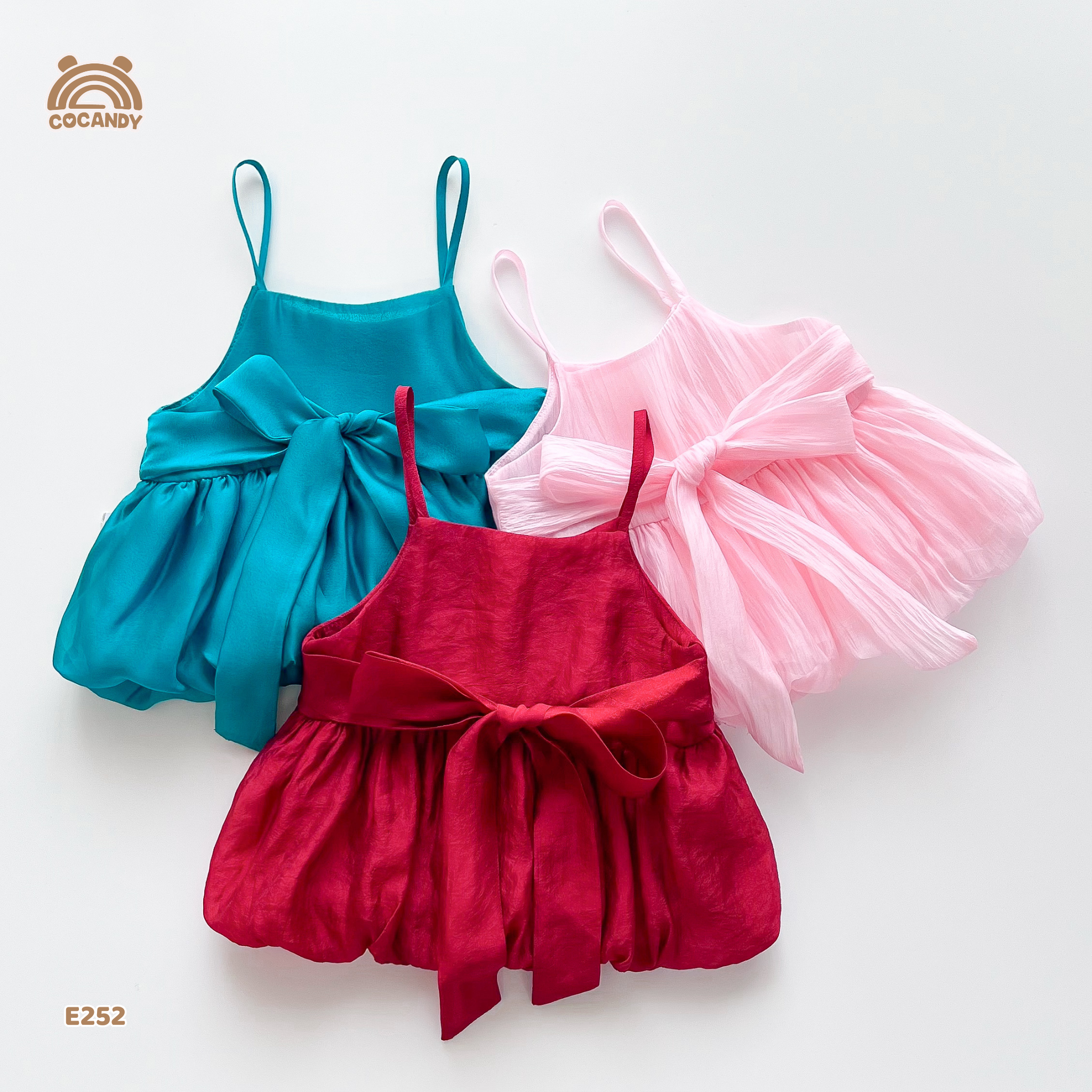 Set áo tơ 2 dây HỒNG form bí kèm scrunchies_thumbnail_3