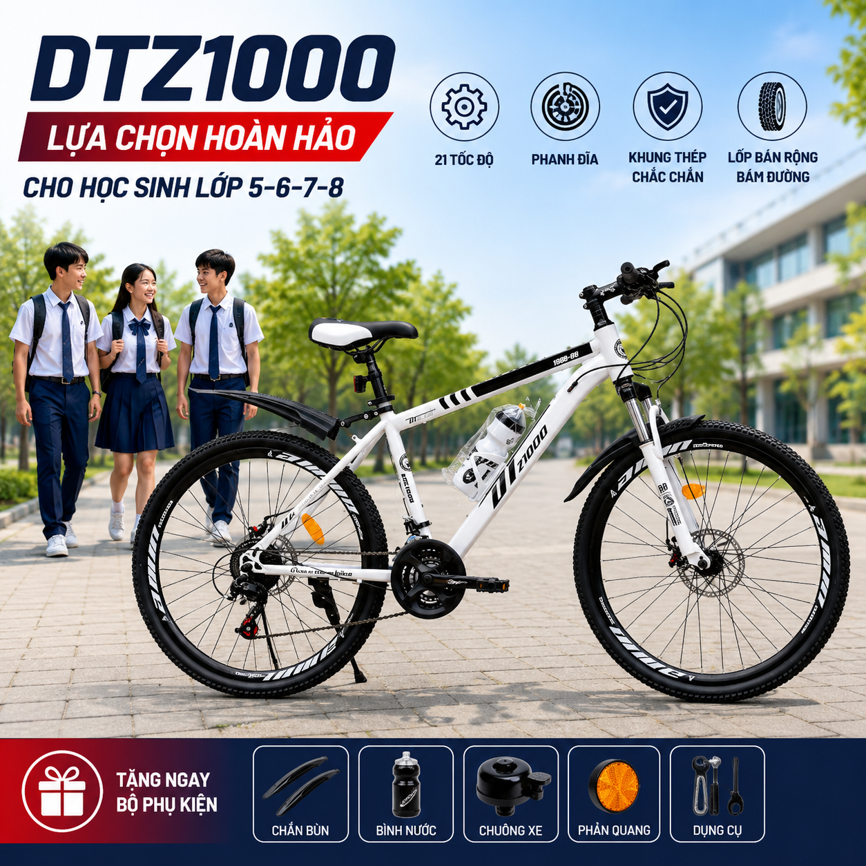 Học sinh lớp 5–6–7–8 nên chọn xe đạp nào? DTZ1000 là lựa chọn phù hợp cho con