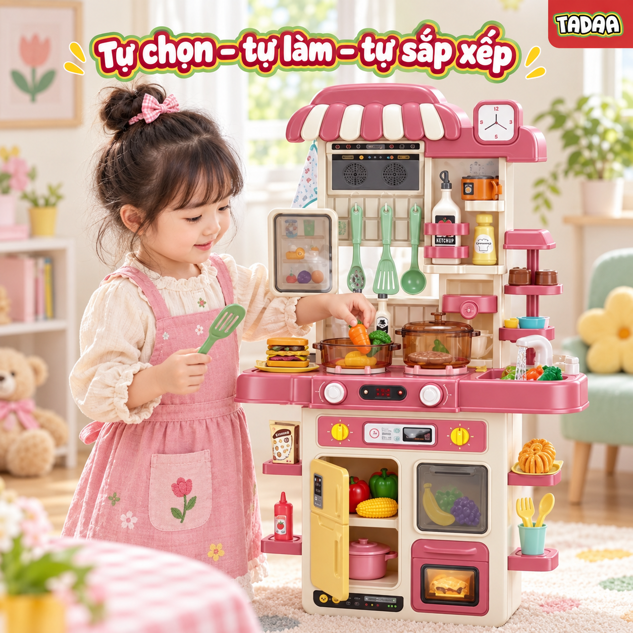 Bộ bếp nấu ăn nhập vai – Căn Bếp Của Bé – G792A Màu hồng_thumbnail_2