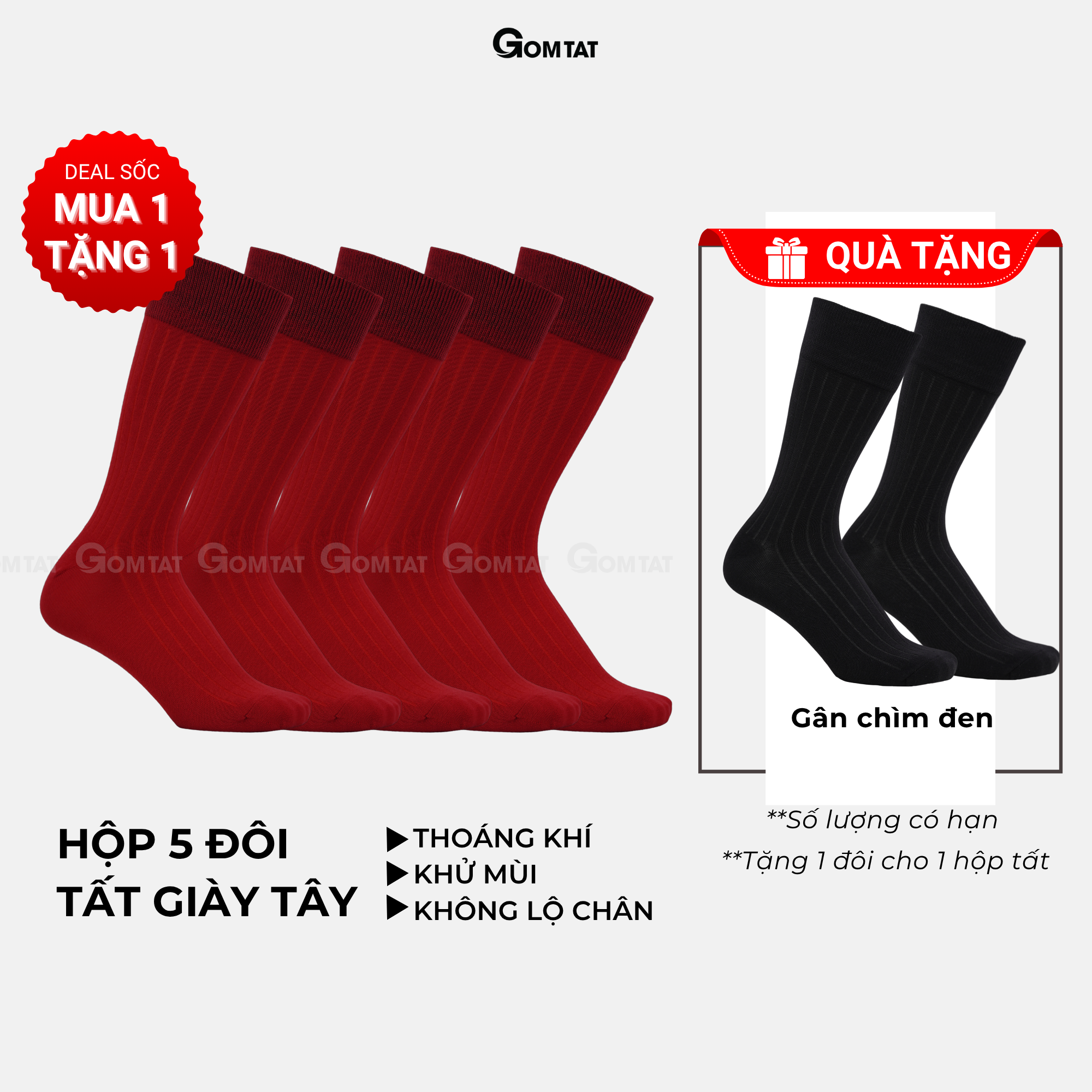 Hộp 5 đôi tất nam đi giày tây cao cổ GOMTAT gân chìm, vớ công sở nam thoáng khí LUX-TAYCHIM_thumbnail_15