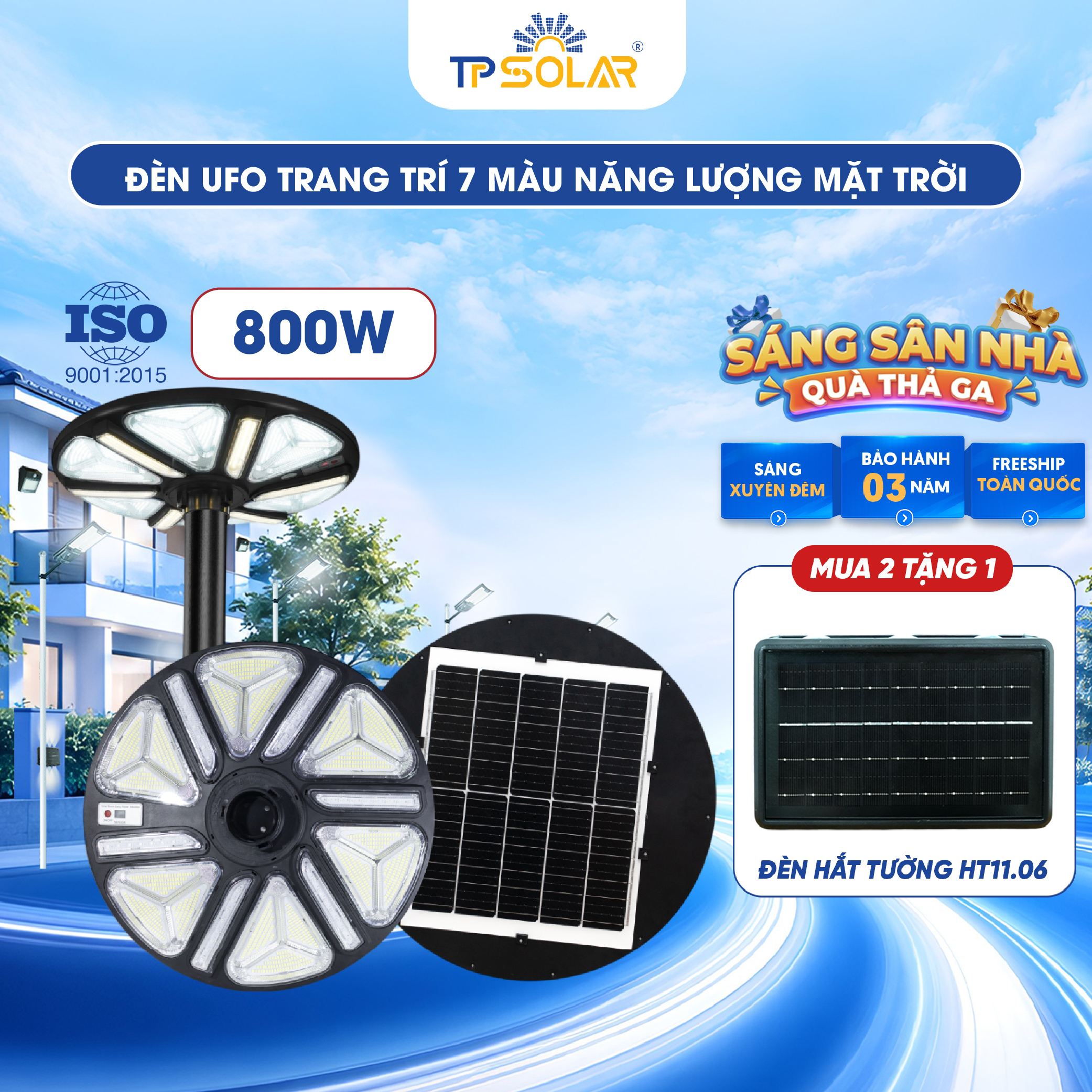 Đèn UFO 7 màu ánh sáng năng lượng mặt trời TP SOLAR UF12