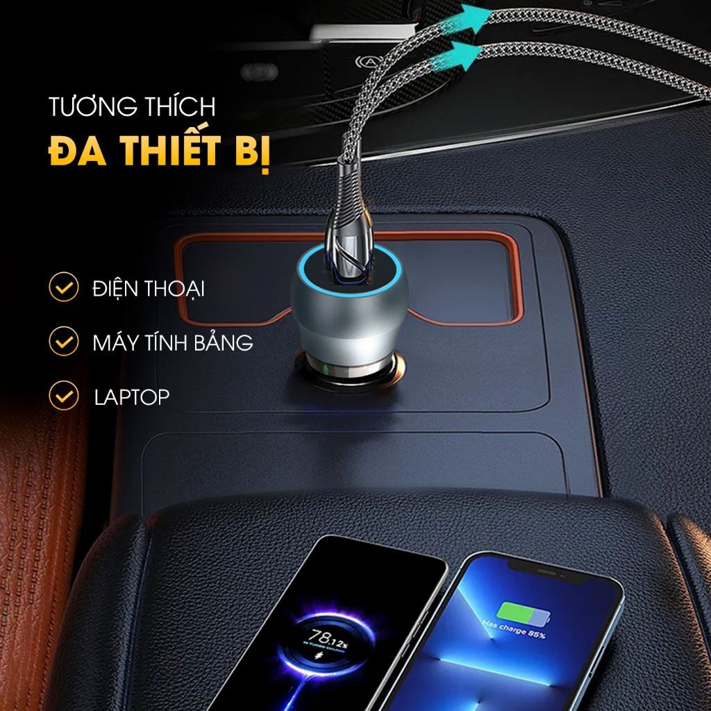 Tẩu Sạc Nhanh Ô Tô 2Kar 38W 2 Cổng USB & Type-C Chính Hãng_thumbnail_2