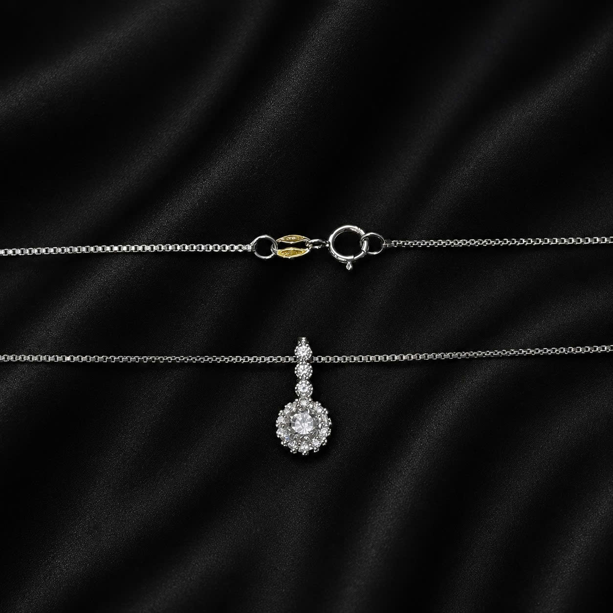 Vòng cổ bạc xi kim dây mảnh charm đá nhỏ kiểu_thumbnail_1