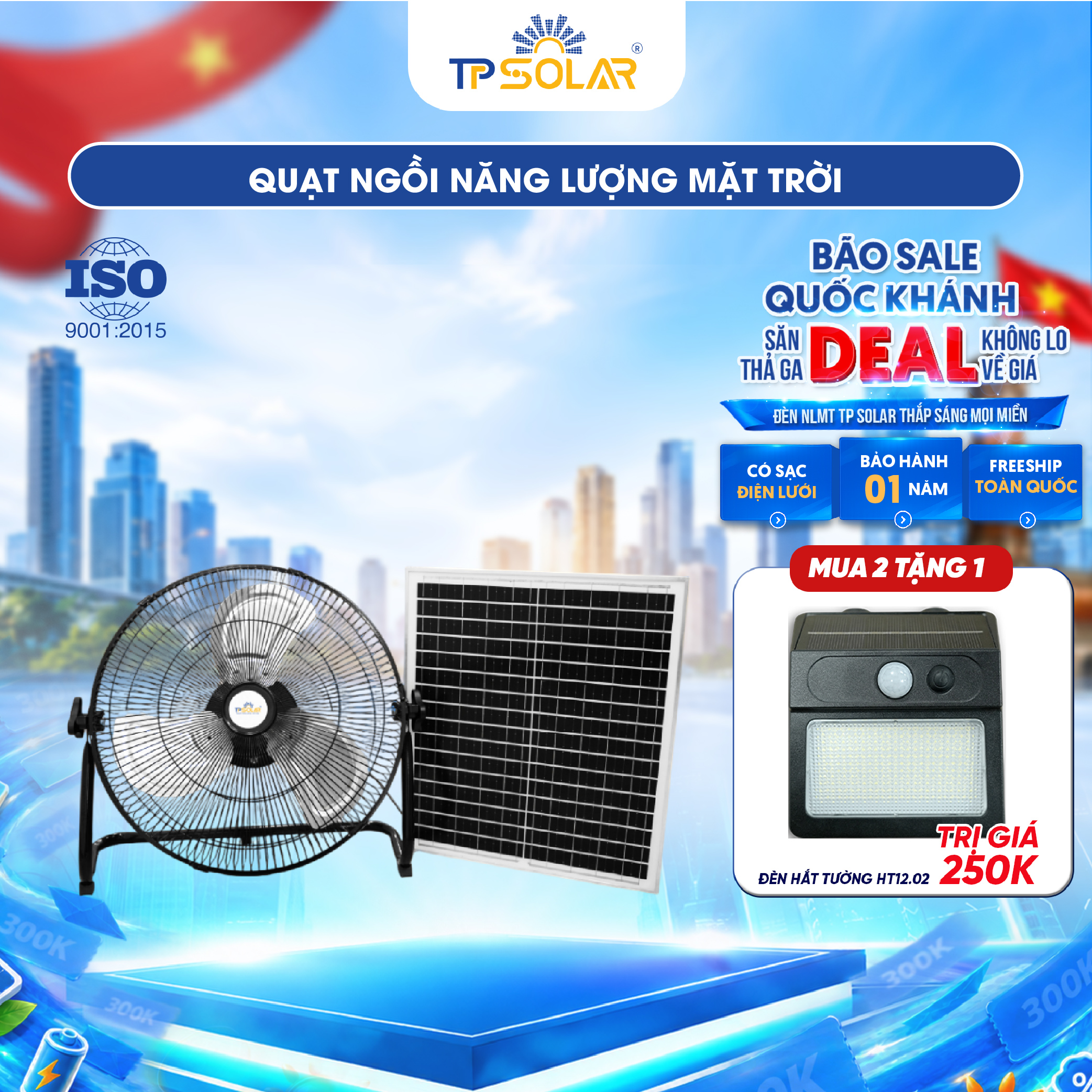 Quạt ngồi năng lượng mặt trời TP SOLAR QN01