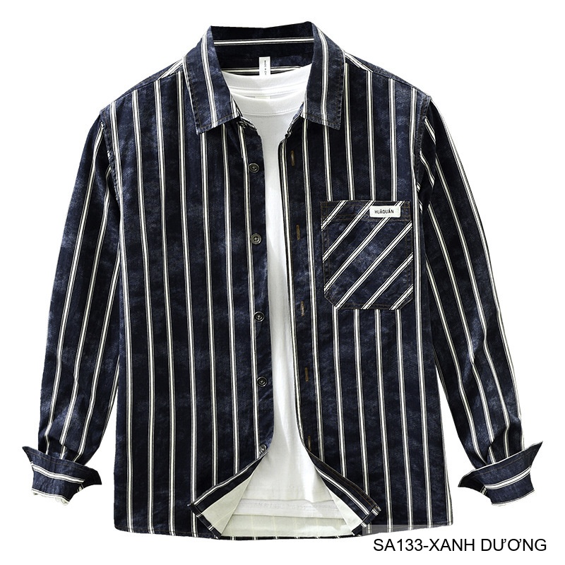 SA133 - Áo sơ mi nam dài tay kẻ sọc retro Nhật Bản chất cotton mềm mại, form rộng thời trang_thumbnail_4