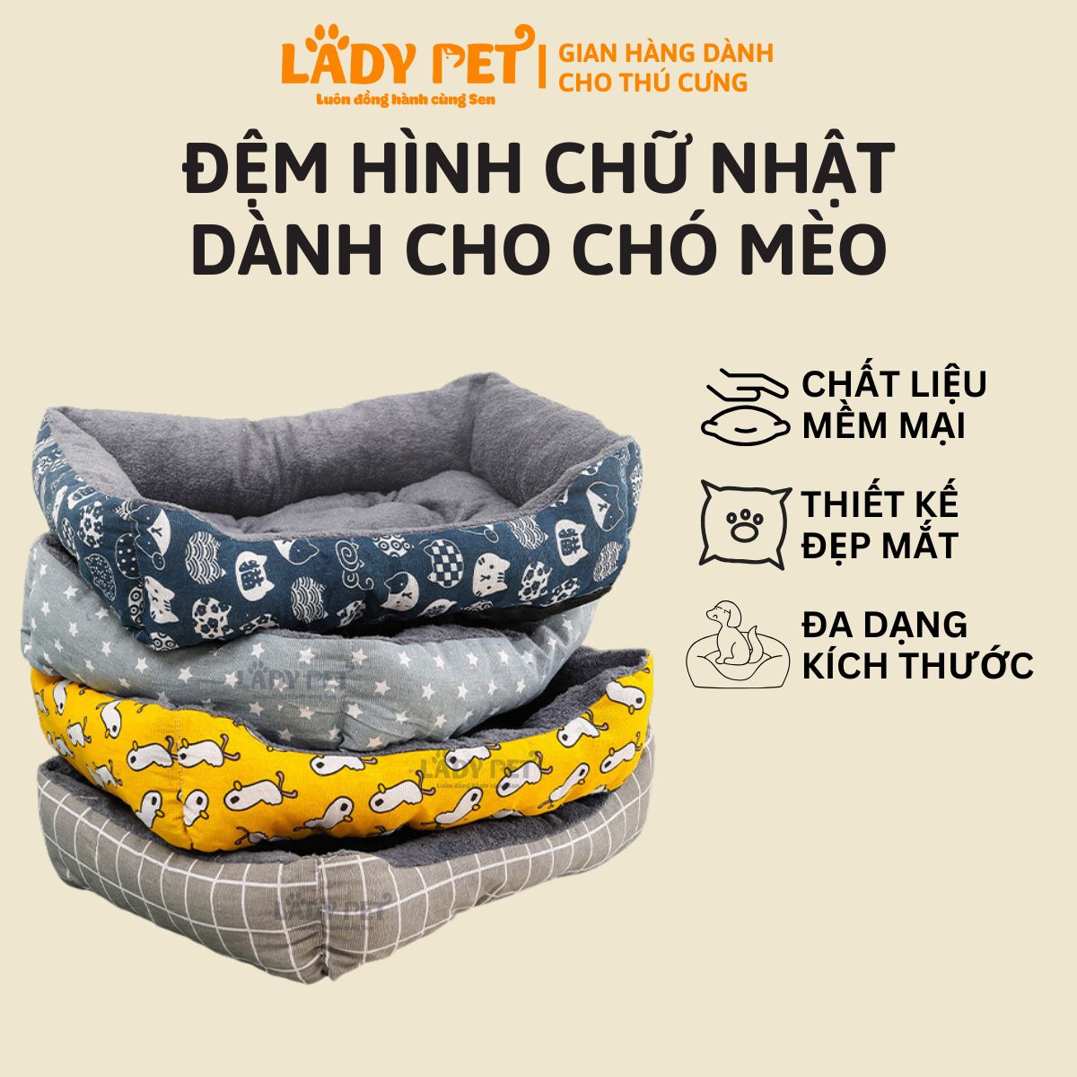 Đệm hình chữ nhật cho chó mèo