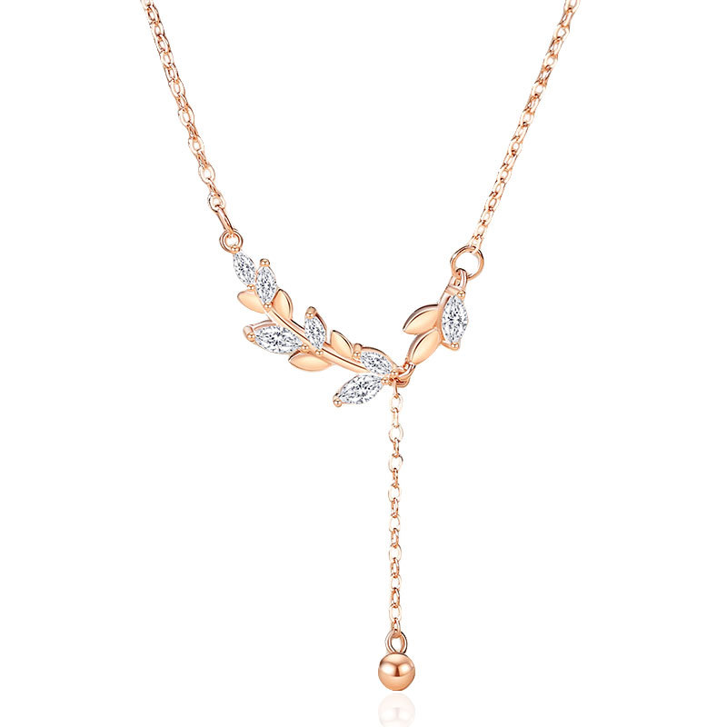 Dây Chuyền Bạc S925 Cành Nguyệt Quế Đính Đá Zircon Dáng Thả Sang Trọng HTT031VH Vàng Hồng - Trắng_thumbnail_4
