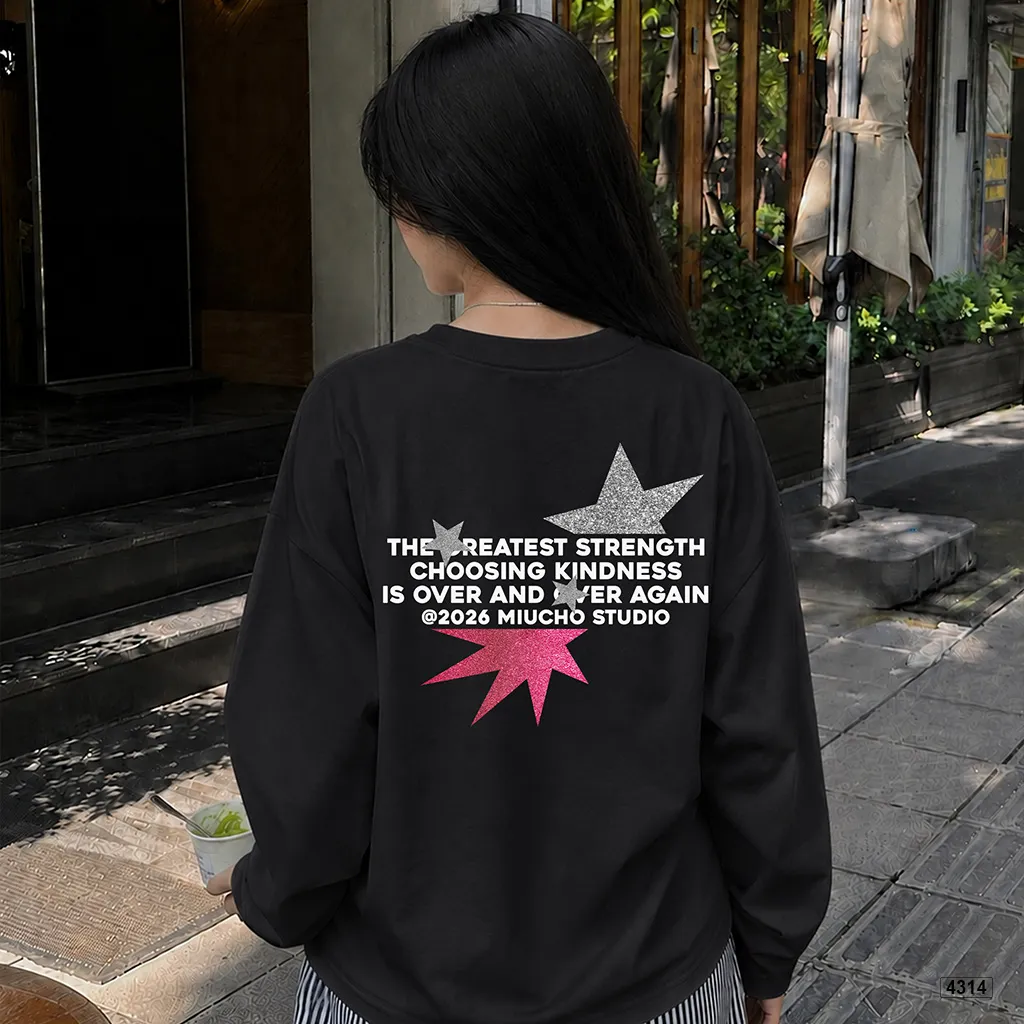 Áo thun tay dài unisex form boxy star strength Miucho 4314_thumbnail_6