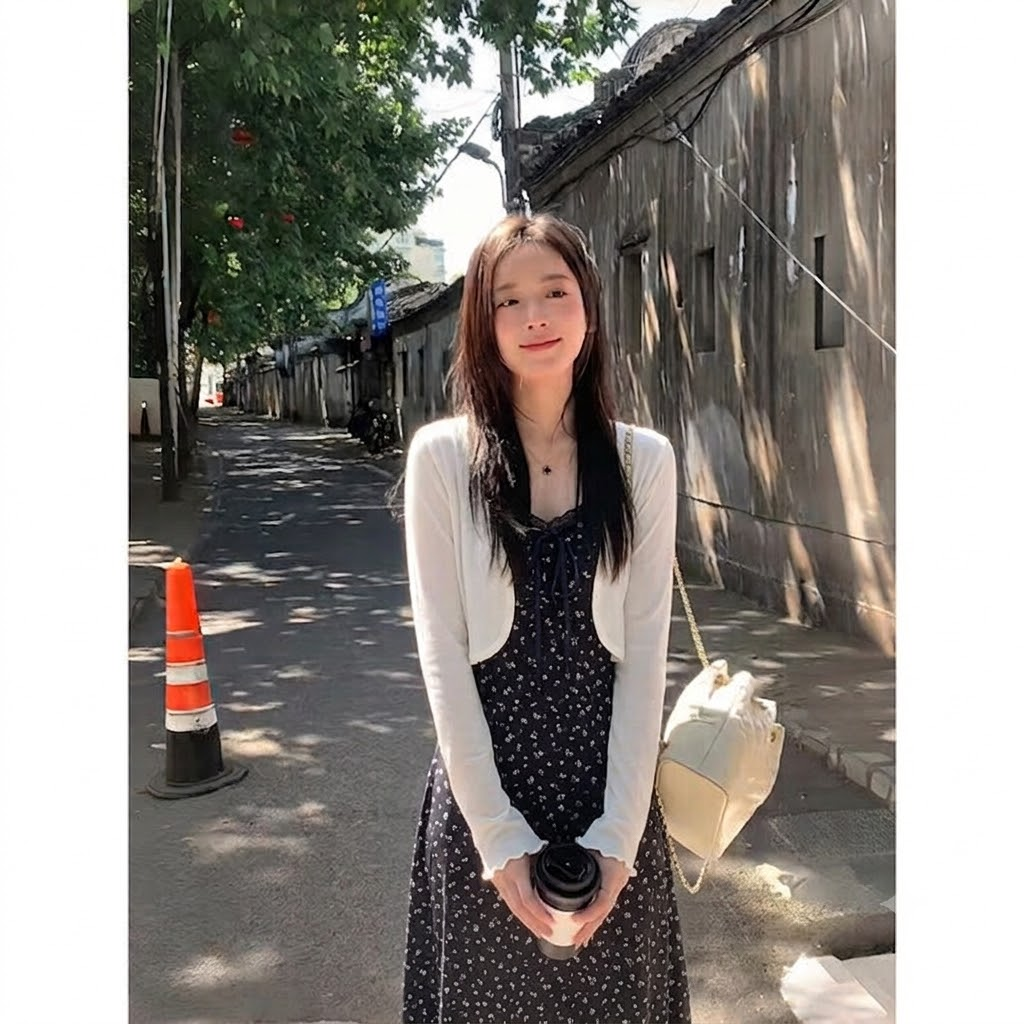 Lucas - Set váy hoa nhí thun co giãn dáng dài chân xòe + áo khoác cardigan_thumbnail_4