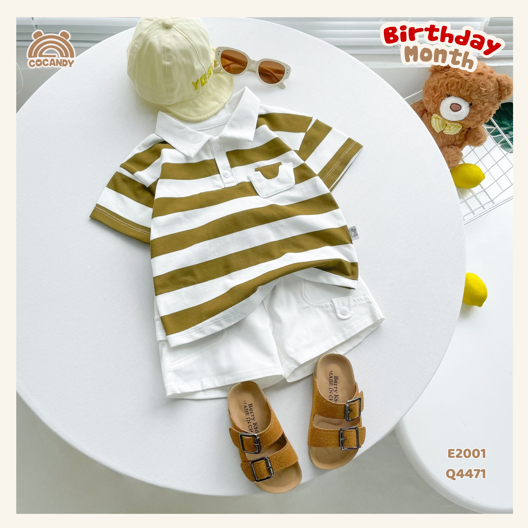Áo cộc polo kẻ XANH RÊU phối trắng phối ngực