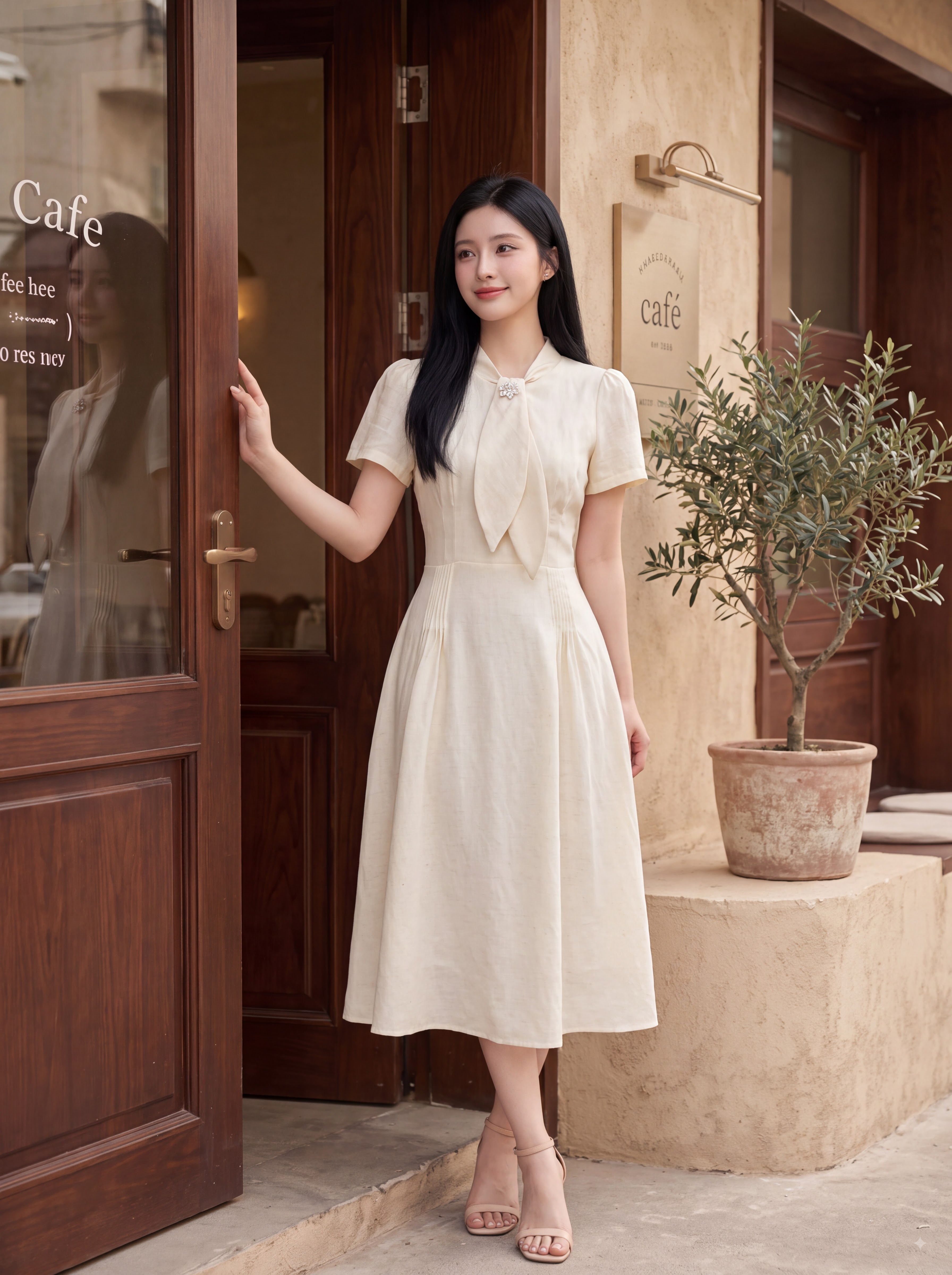 Váy đũi linen dài xòe cổ thắt nơ 606016_thumbnail_10