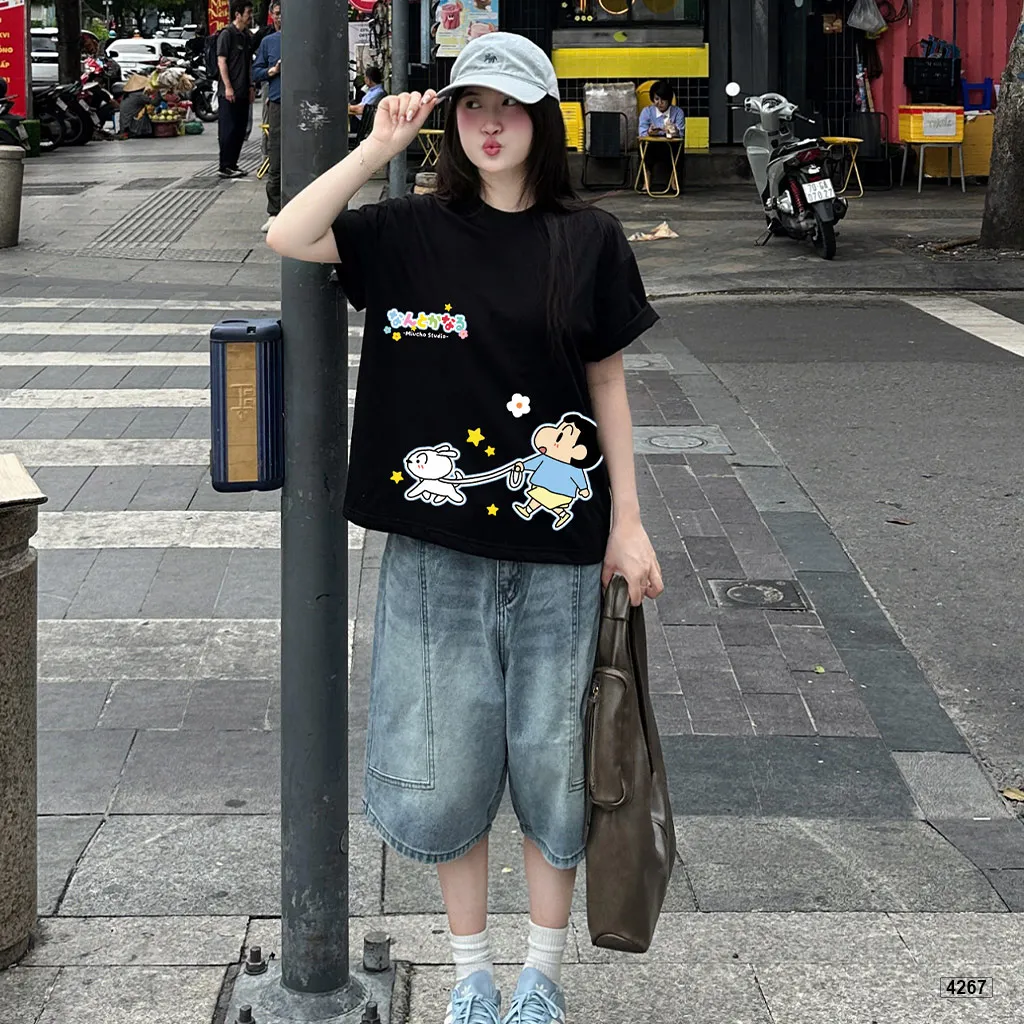 Áo thun form boxy hoạt hình Shinn Miucho 4267_thumbnail_2