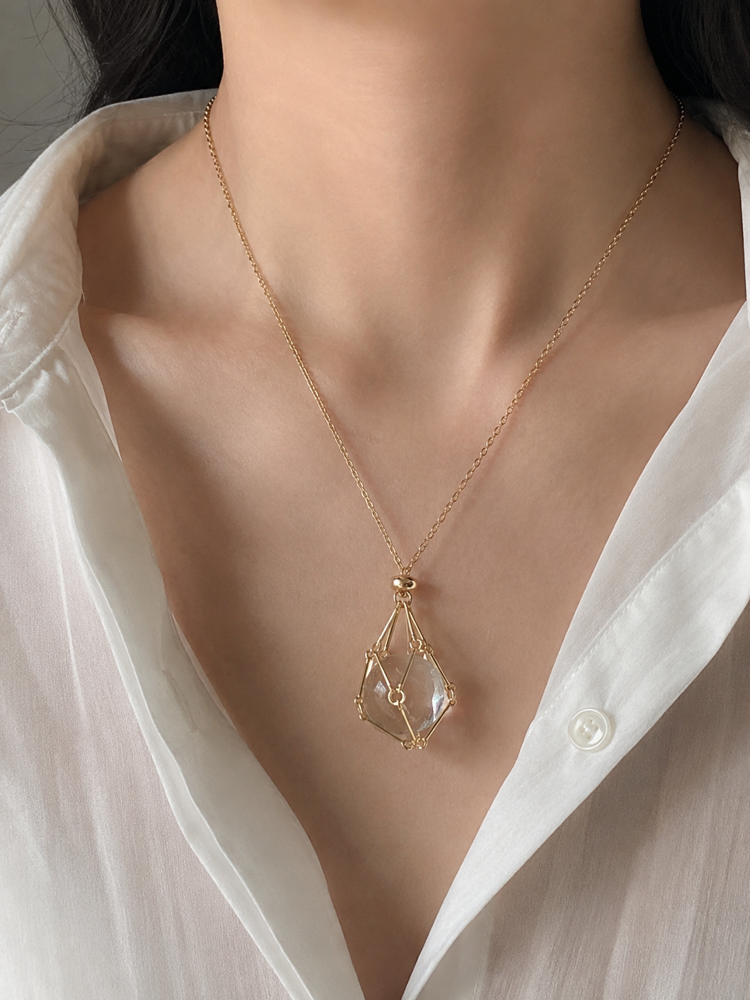 Dây Vòng Cổ Dạng Lưới Hợp Kim Không Rỉ (KHÔNG KÈM ĐÁ) - Màu Gold_thumbnail_2