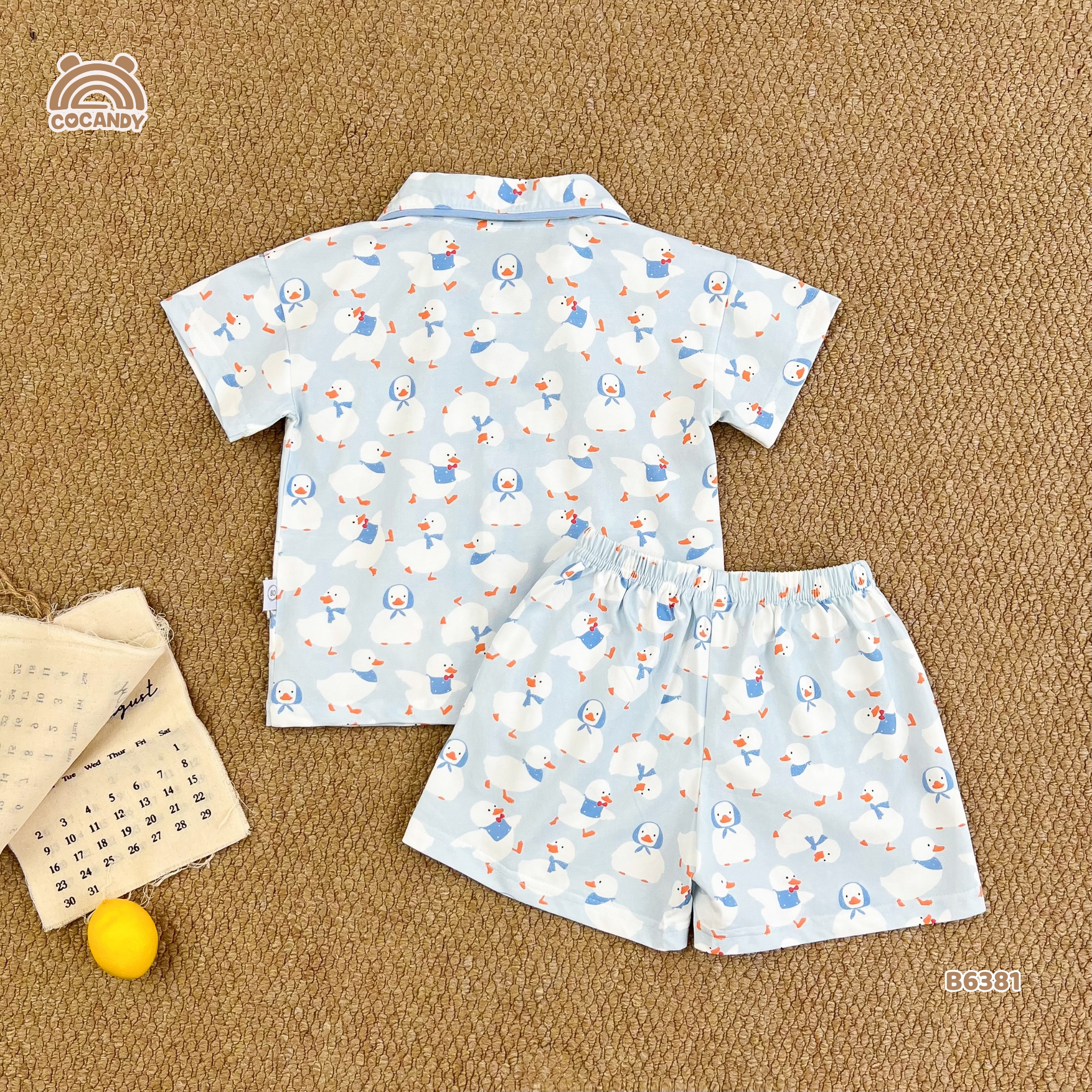 Bộ cộc pijama XANH họa tiết vịt quàng khăn_thumbnail_4