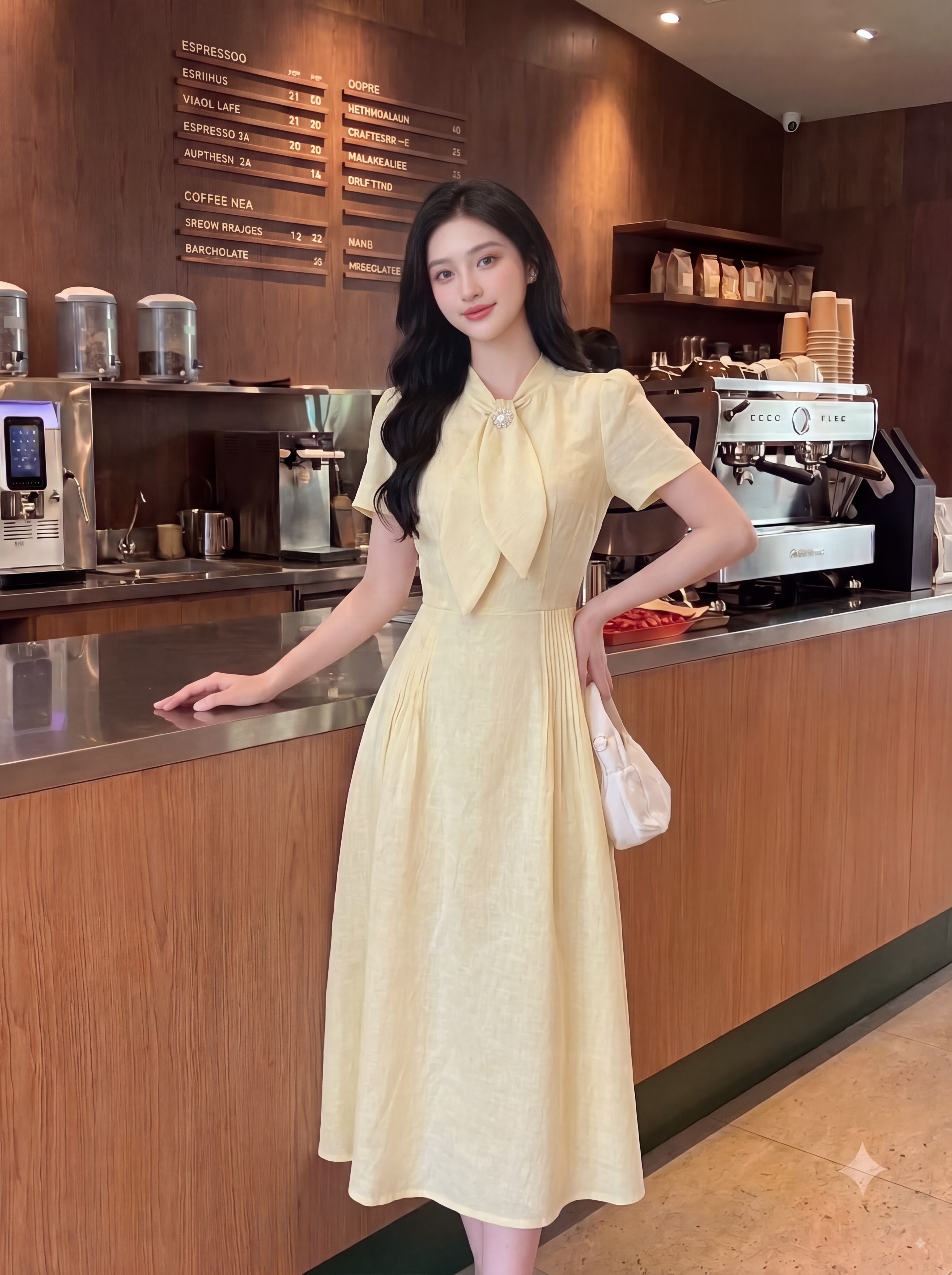 Váy đũi linen dài xòe cổ thắt nơ 606016_thumbnail_4