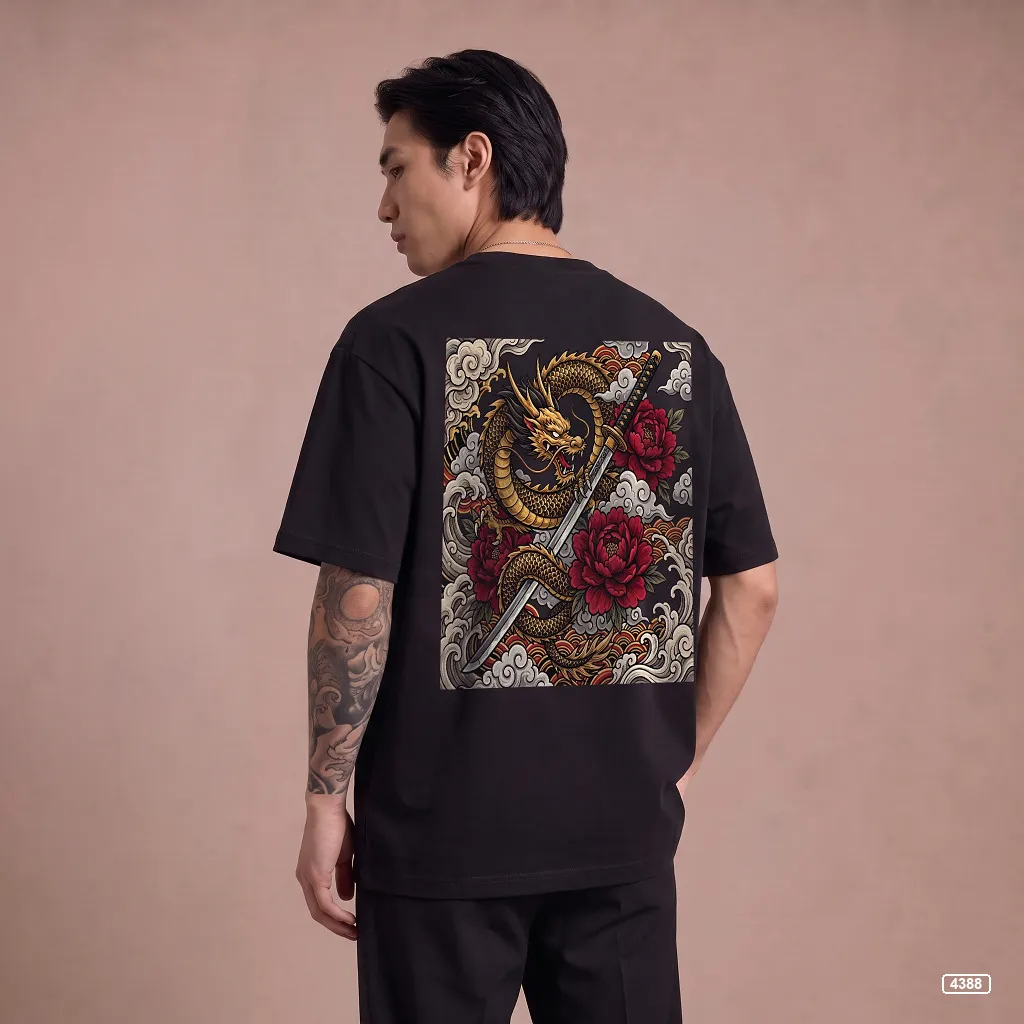 Áo thun nam dragon rose form rộng TeePrint 4388_thumbnail_7