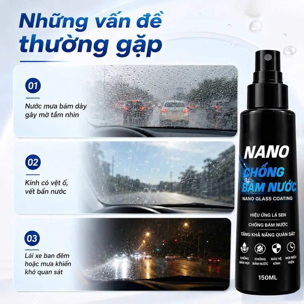 Chai Chống Bám Nước Kính Ô Tô – Phủ Nano Hạn Chế Đọng Nước 150ml_thumbnail_7