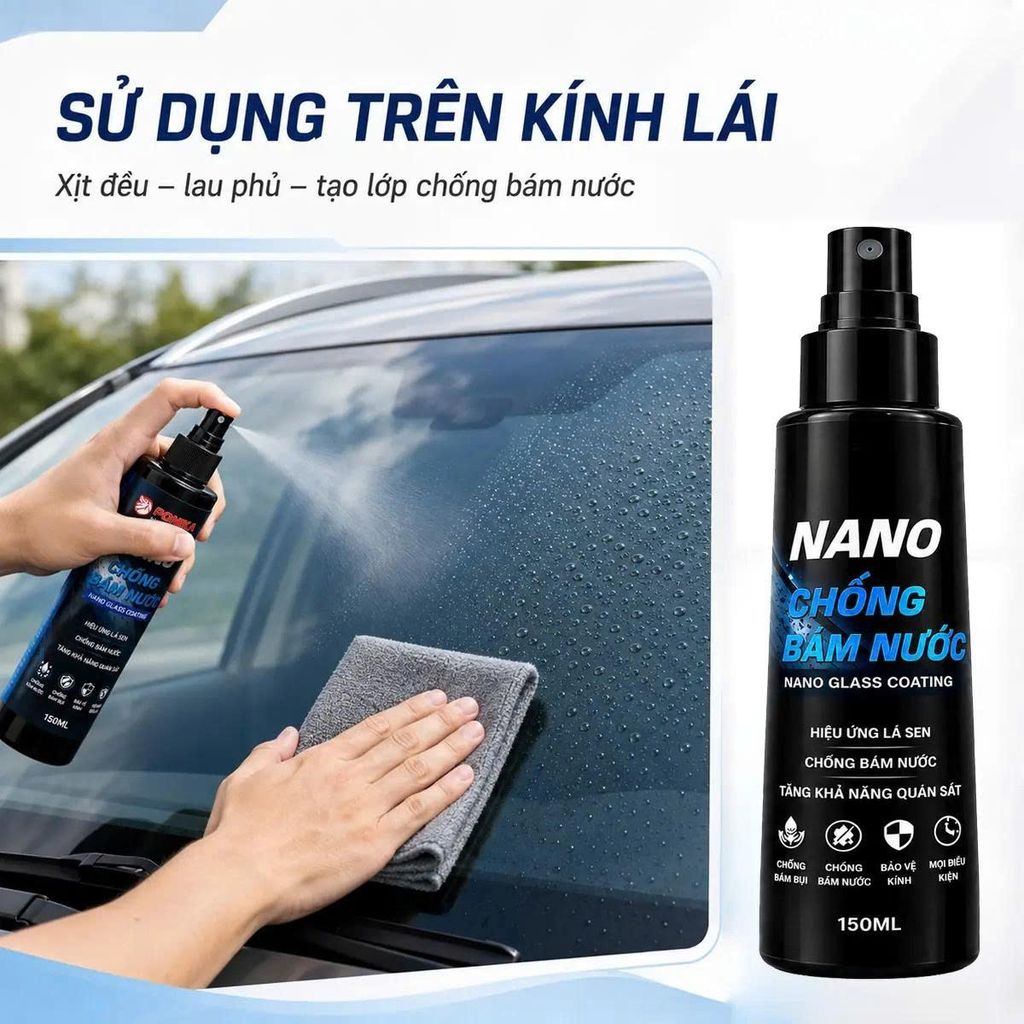 Chai Chống Bám Nước Kính Ô Tô – Phủ Nano Hạn Chế Đọng Nước 150ml_thumbnail_6