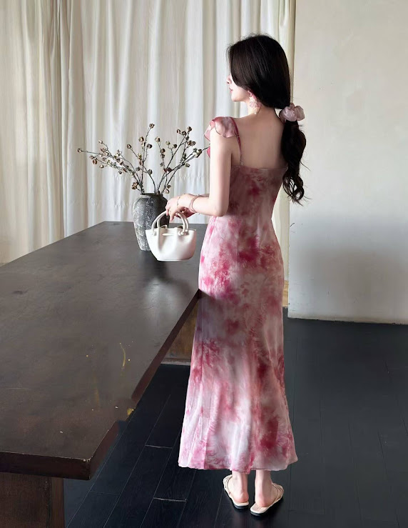 Lucas - Váy vải loang cổ tim viền bèo dáng maxi_thumbnail_5